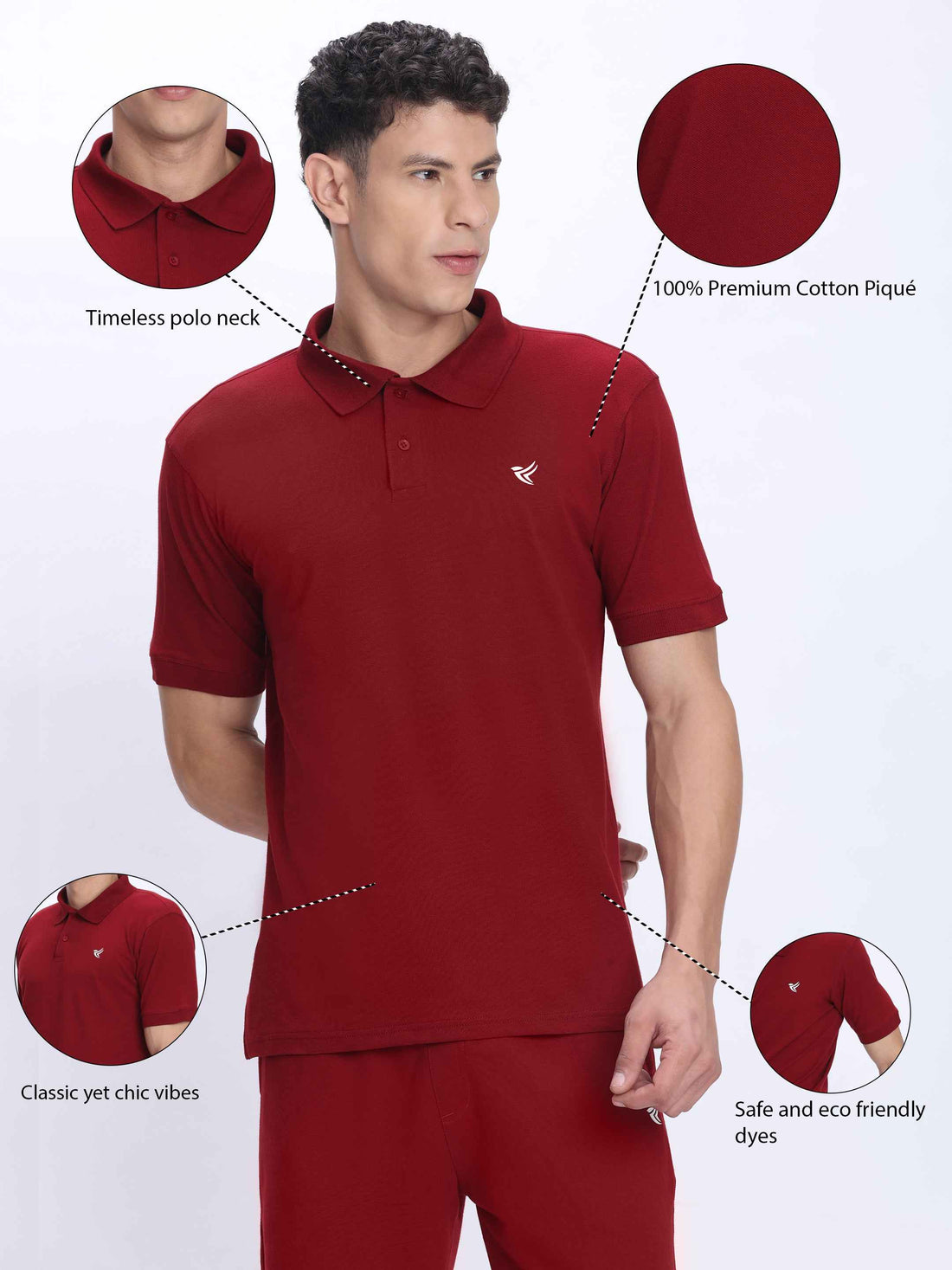 Dpassion Premium Red Cotton Polo T-Shirt Performance Activewear
