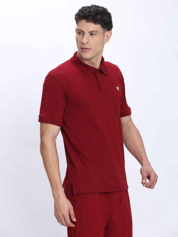 Dpassion Premium Red Cotton Polo T-Shirt Performance Activewear