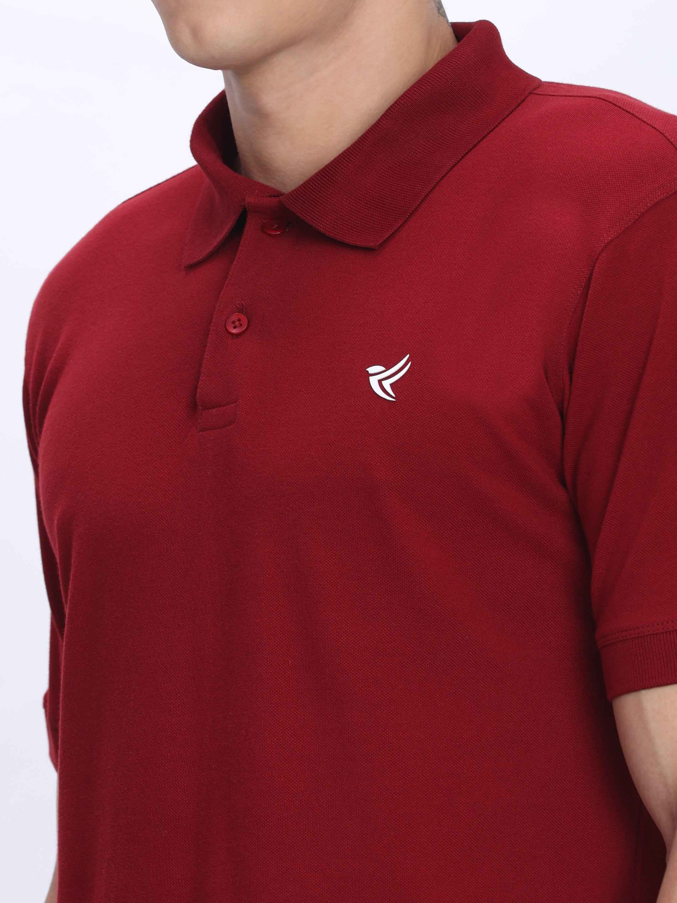 Dpassion Premium Red Cotton Polo T-Shirt Performance Activewear