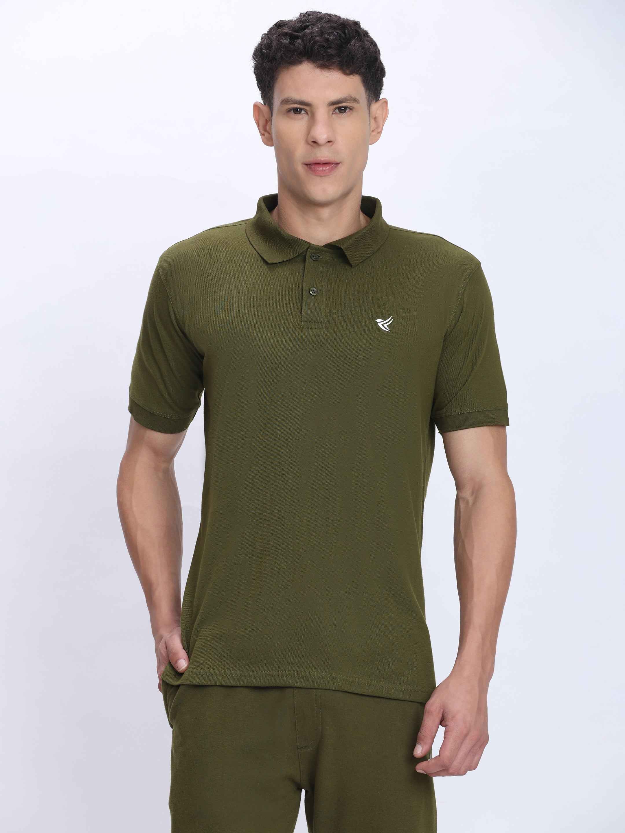Dpassion Premium Olive Cotton Polo T-Shirt Performance Activewear
