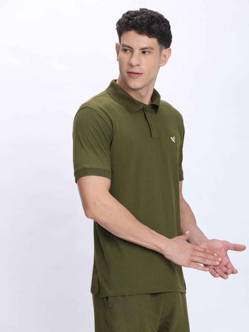 Dpassion Premium Olive Cotton Polo T-Shirt Performance Activewear