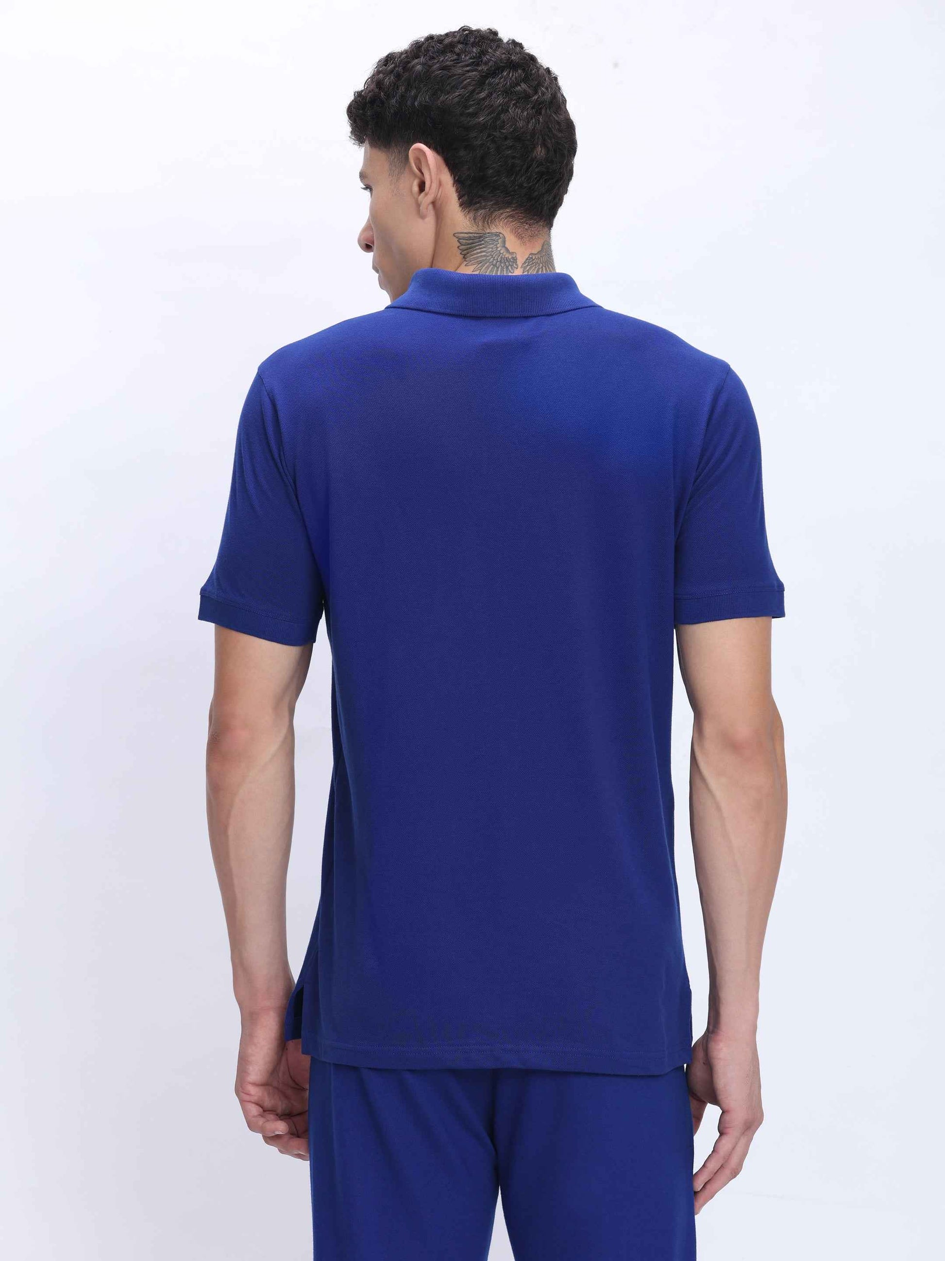 Dpassion Premium Blue Cotton Polo T-Shirt Performance Activewear
