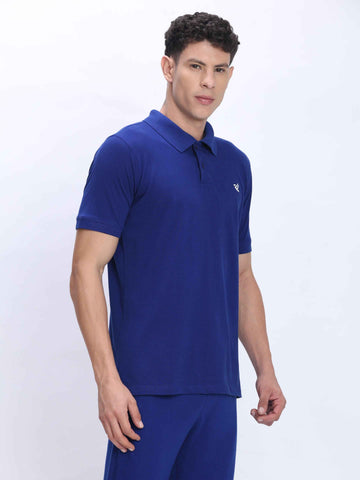 Dpassion Premium Blue Cotton Polo T-Shirt Performance Activewear