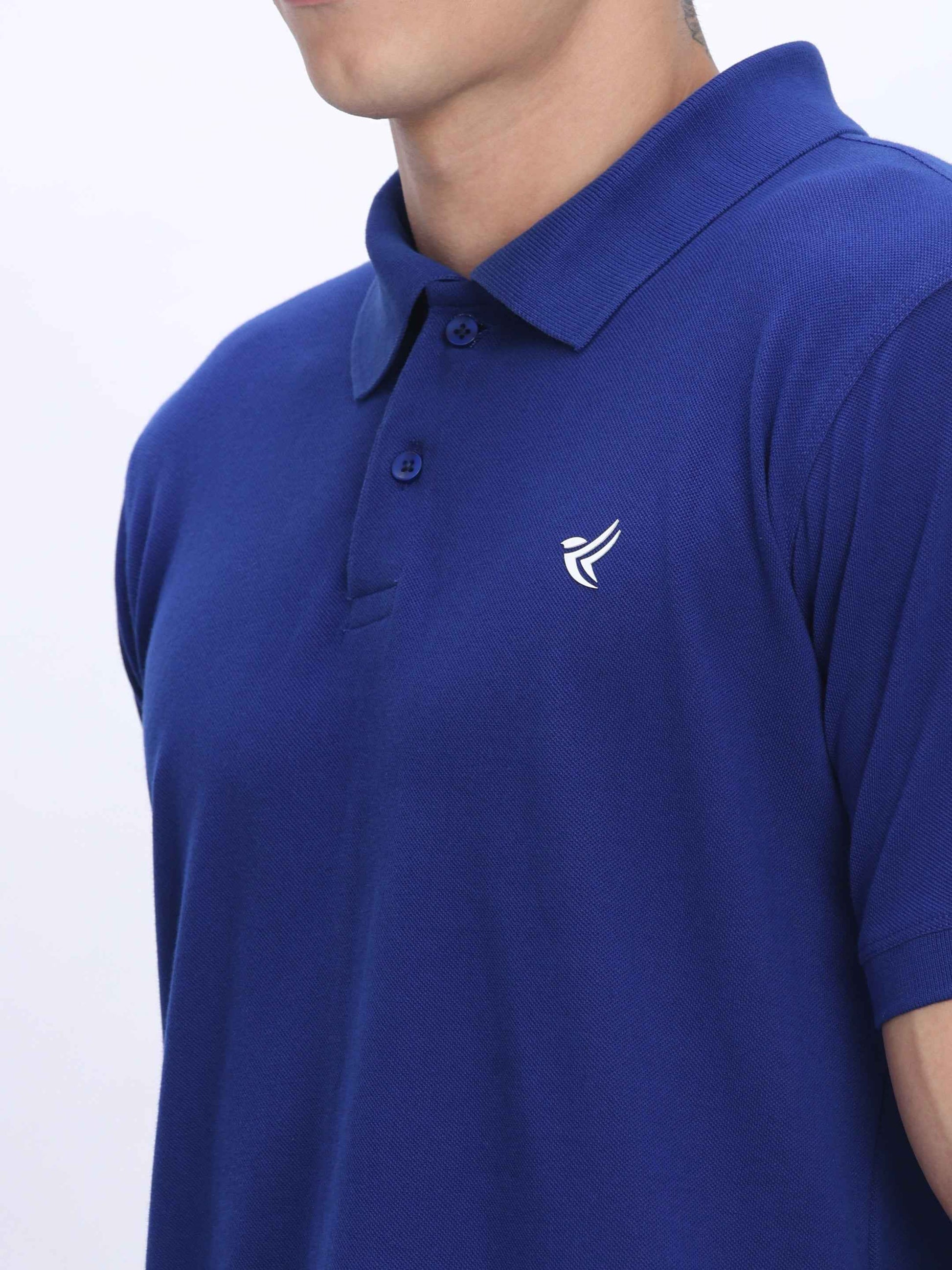 Dpassion Premium Blue Cotton Polo T-Shirt Performance Activewear