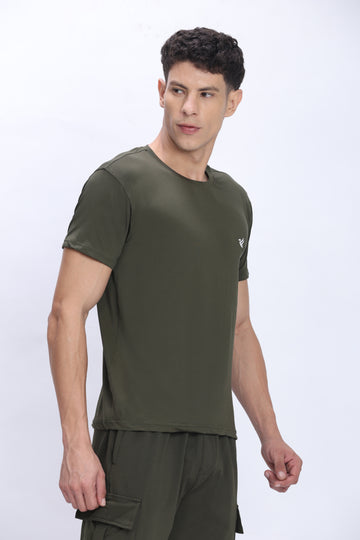 Dpassion Olive Performance T-Shirt Quick Dry Stretch Activewear - Dpassion