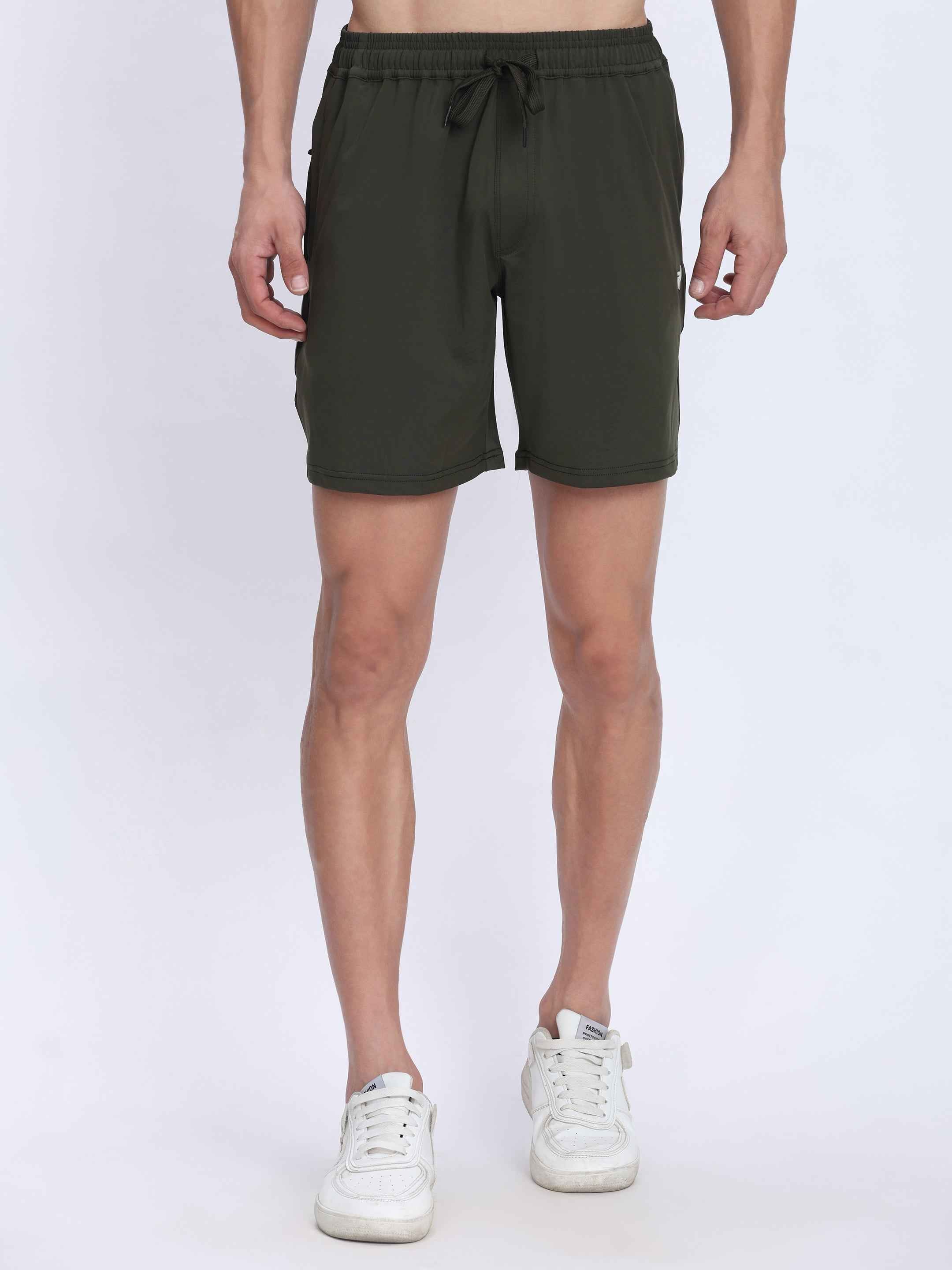 Dpassion Olive Performance Training Shorts for Men Gym and Activewear