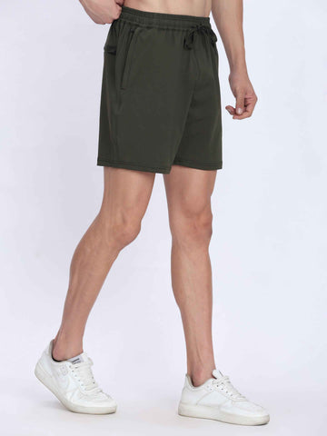 Dpassion Olive Performance Training Shorts for Men Gym and Activewear