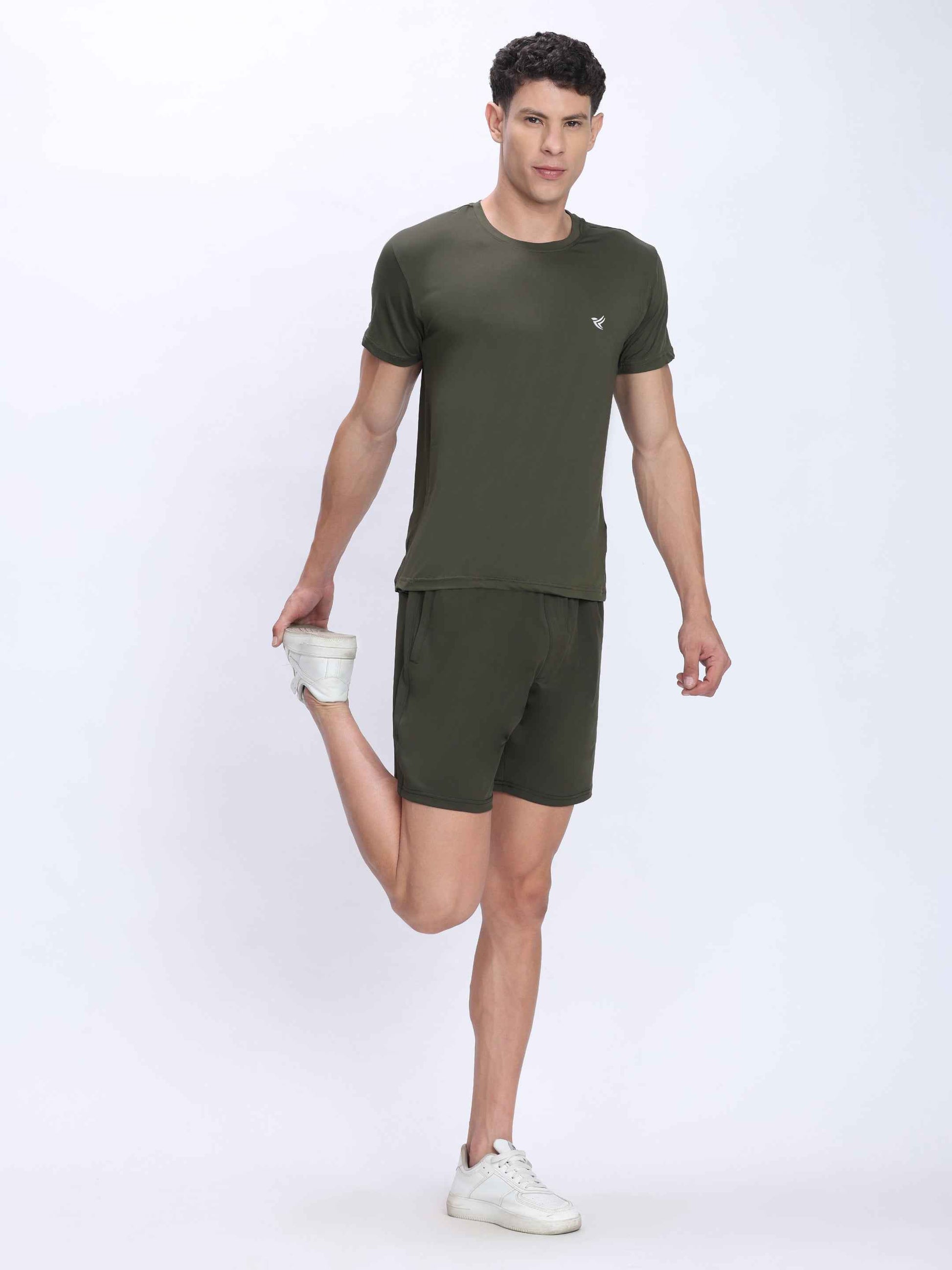 Dpassion Olive Performance Training Shorts for Men Gym and Activewear