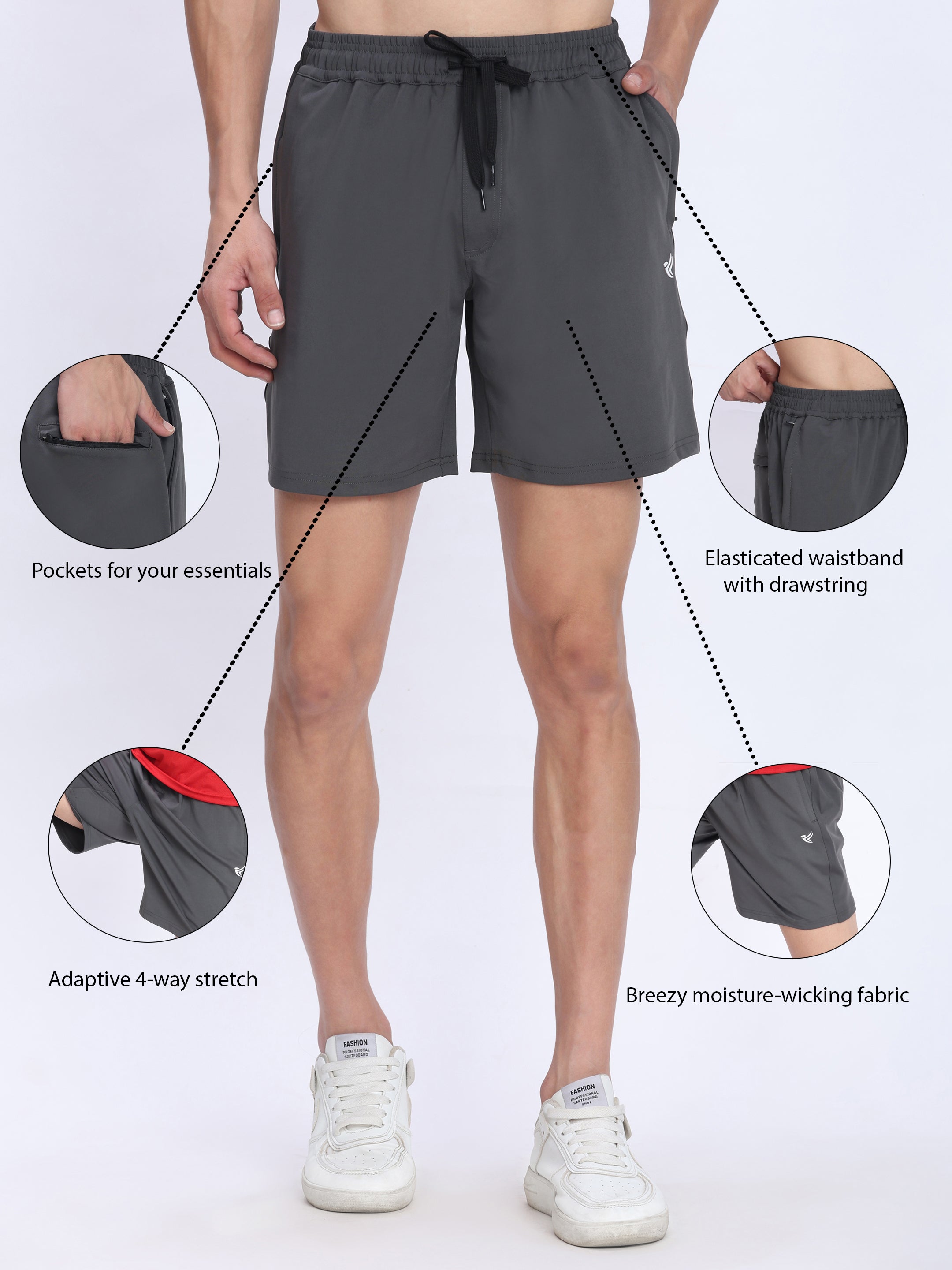 Men's Athletic Performance Shorts - 4-Way Stretch with Moisture-Wicking Fabric