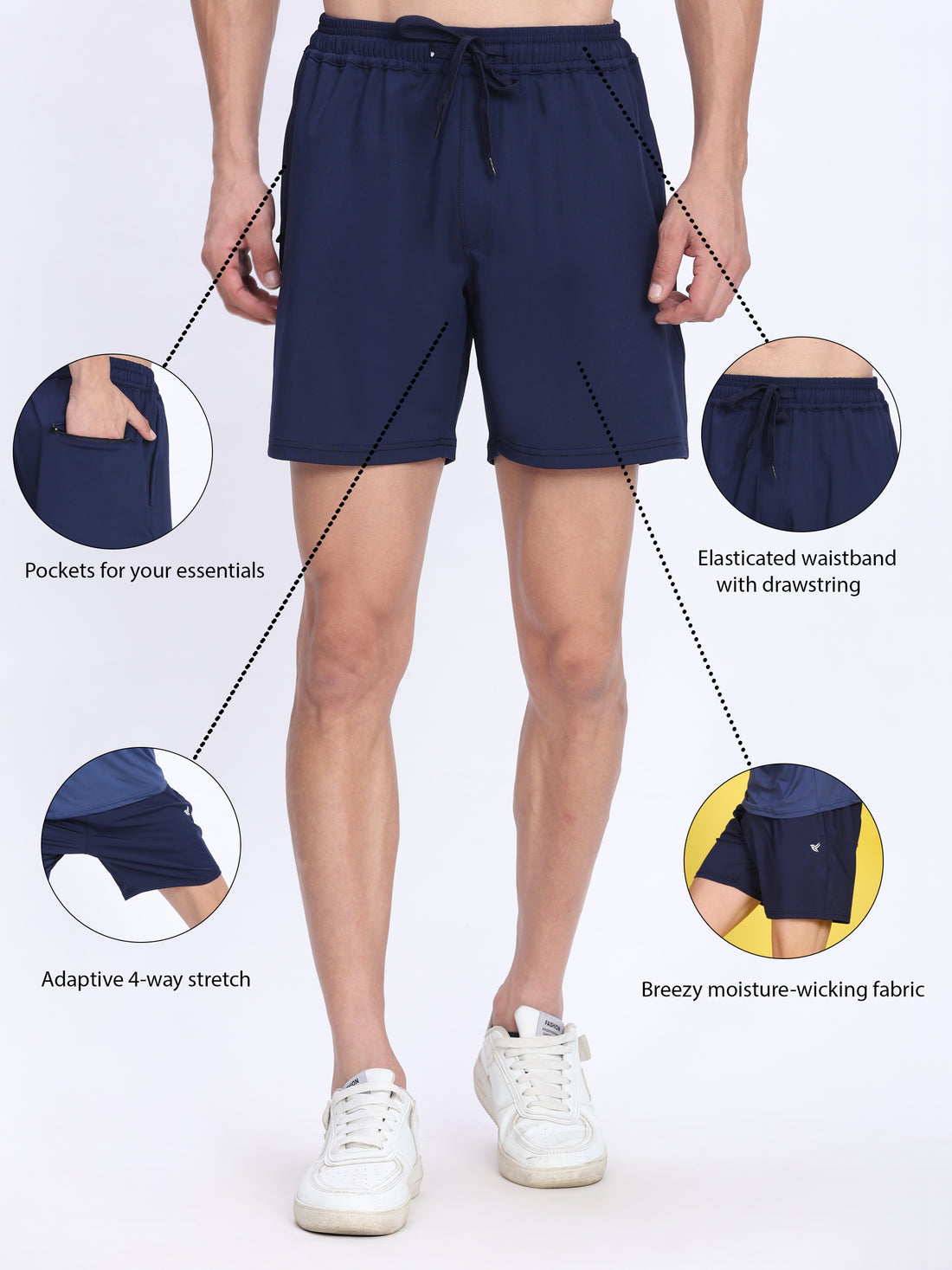 Dpassion Men Training Shorts Navy Quick Dry Gym Activewear