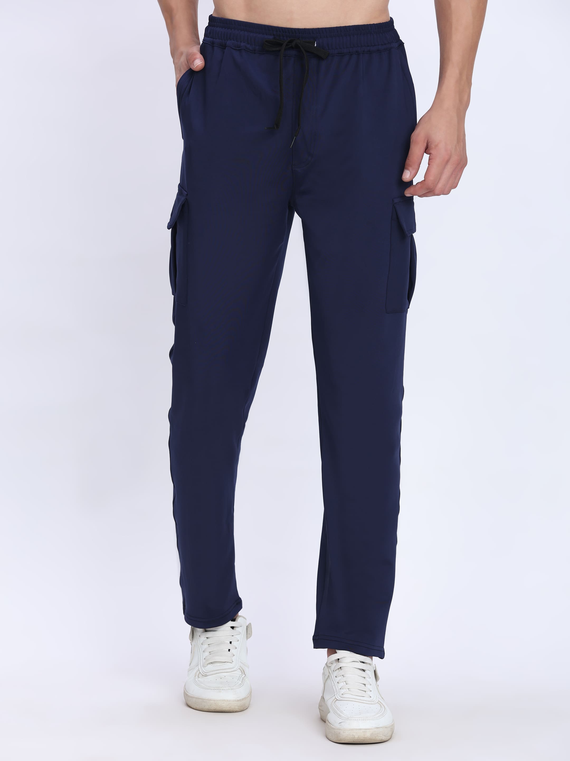Dpassion Men Cargo Trackpants Navy 4-Way Stretch Gym Activewear