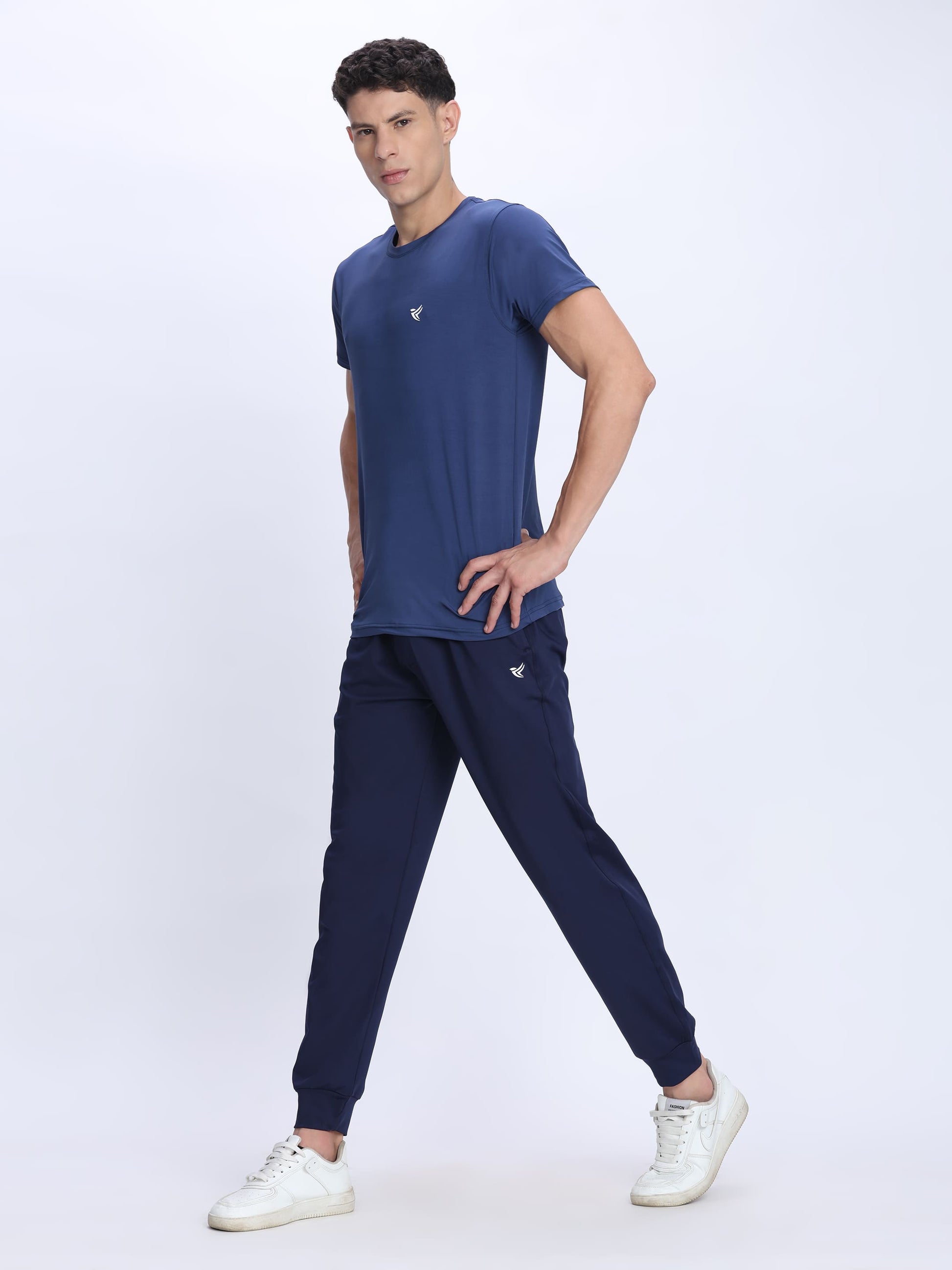 Dpassion Men Navy Blue Joggers 4-Way Stretch Gym Trackpants Activewear - Dpassion
