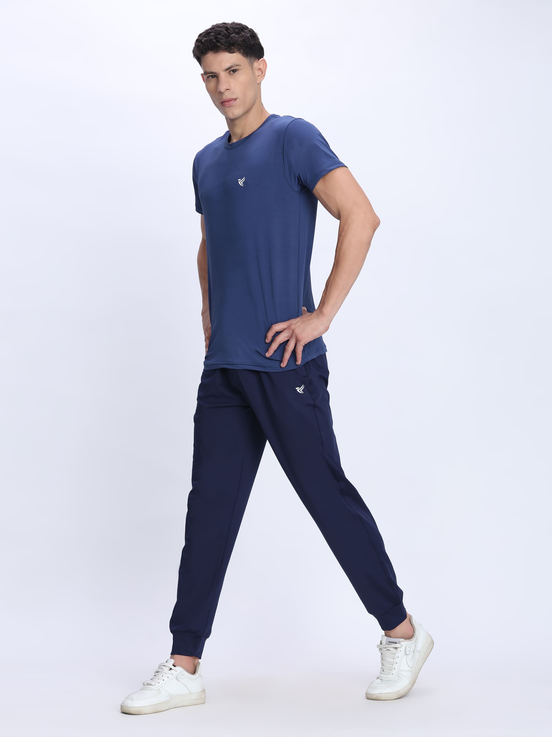Dpassion Men Navy Blue Joggers 4-Way Stretch Gym Trackpants Activewear - Dpassion