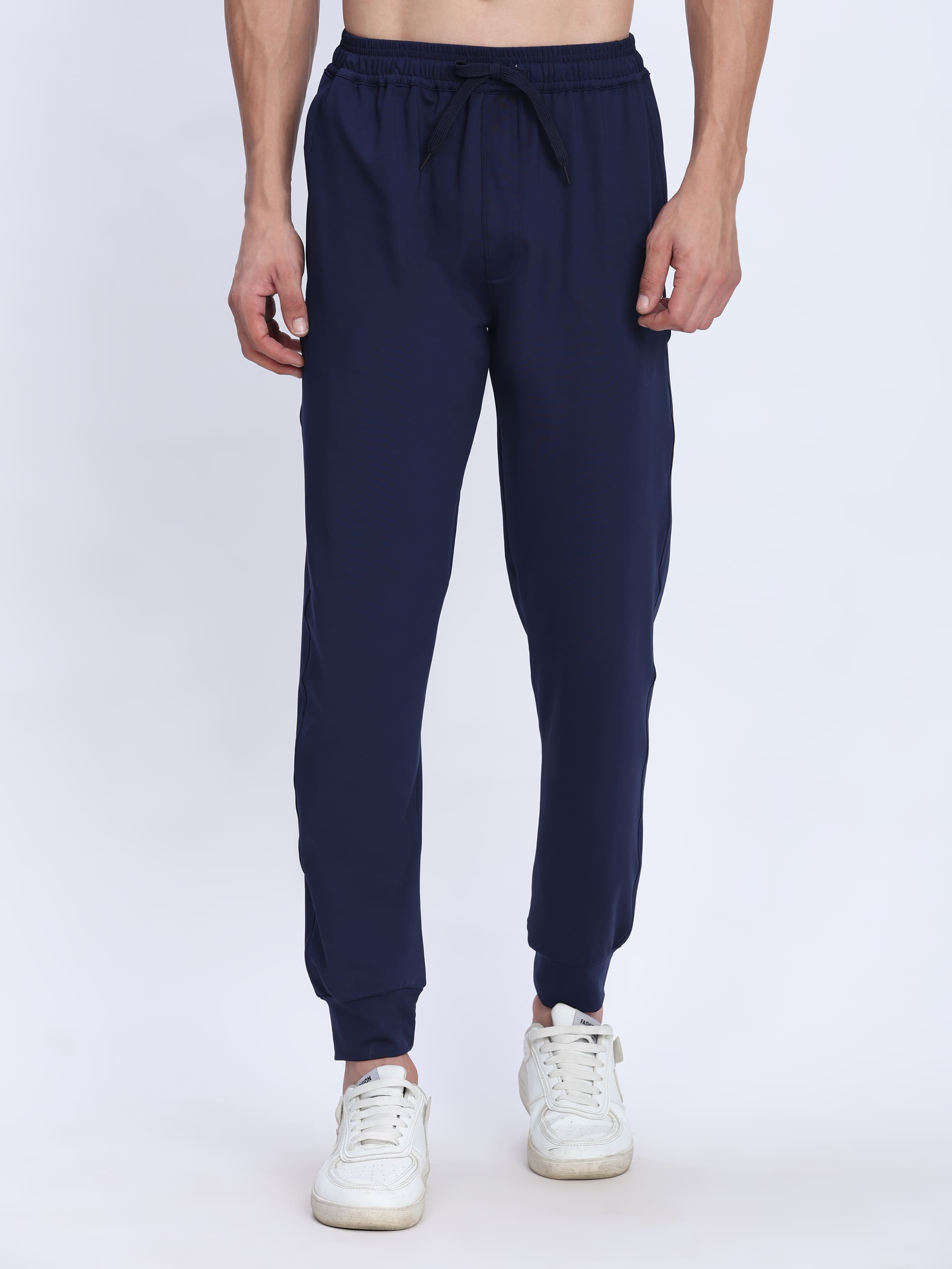 Dpassion Men Navy Blue Joggers 4-Way Stretch Gym Trackpants Activewear - Dpassion