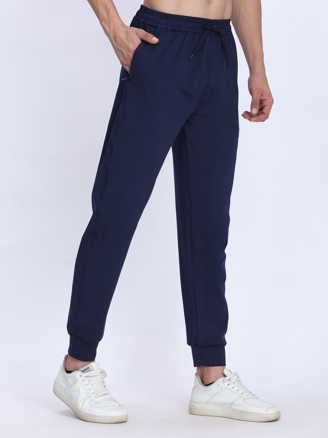 Dpassion Men Navy Blue Joggers 4-Way Stretch Gym Trackpants Activewear - Dpassion