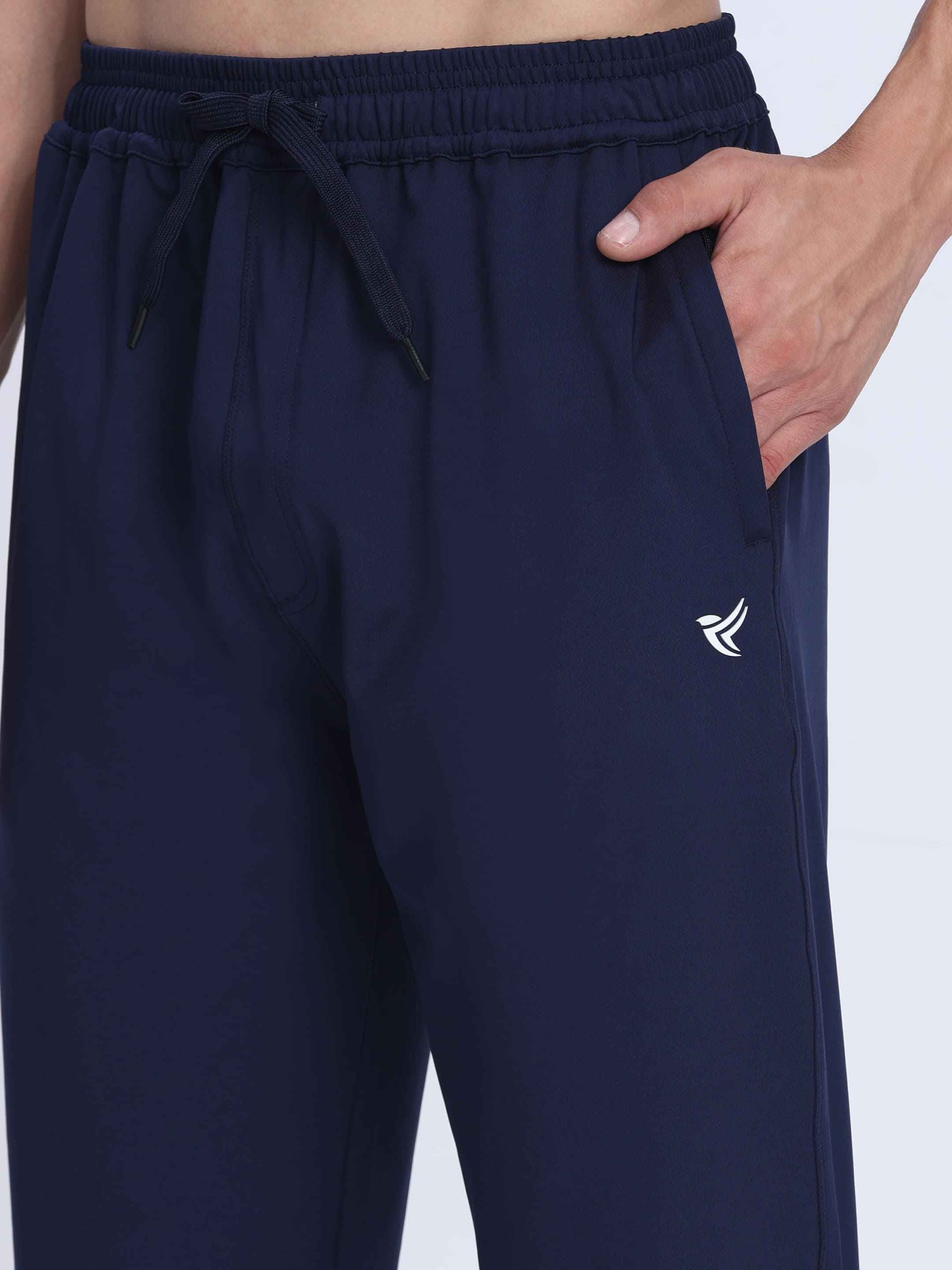 Dpassion Men Navy Blue Joggers 4-Way Stretch Gym Trackpants Activewear