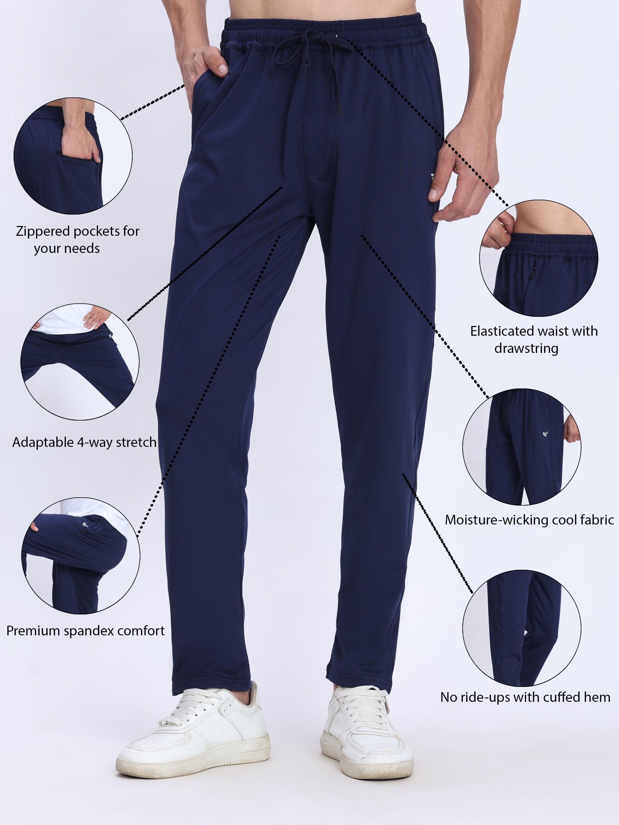 Men's Hyper-Flex Training Track Pant | Adaptive Drawstring, Zip Pockets & Premium Spandex Comfort