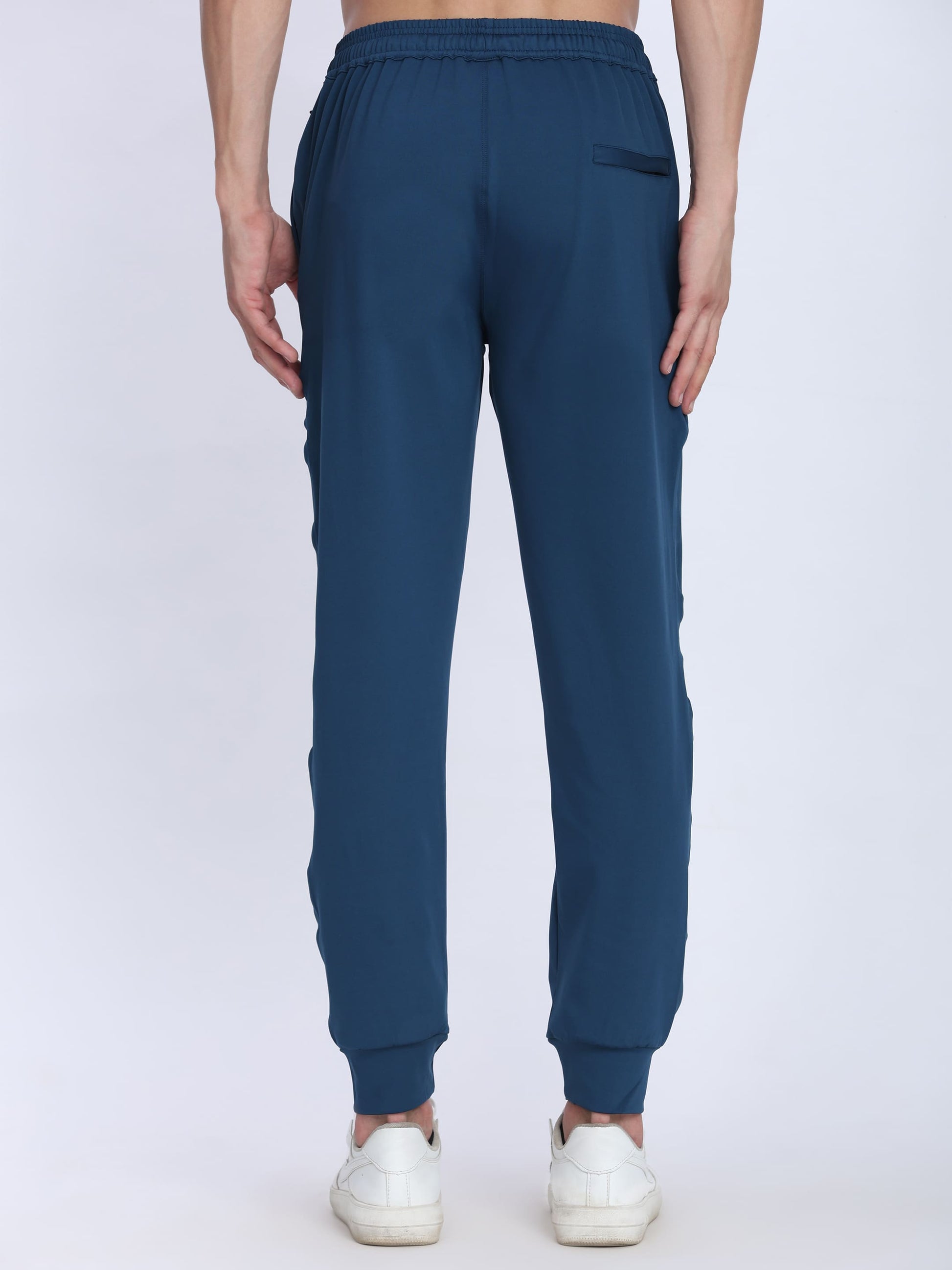 Dpassion Men Teal Blue Joggers 4-Way Stretch Gym Trackpants Activewear - Dpassion