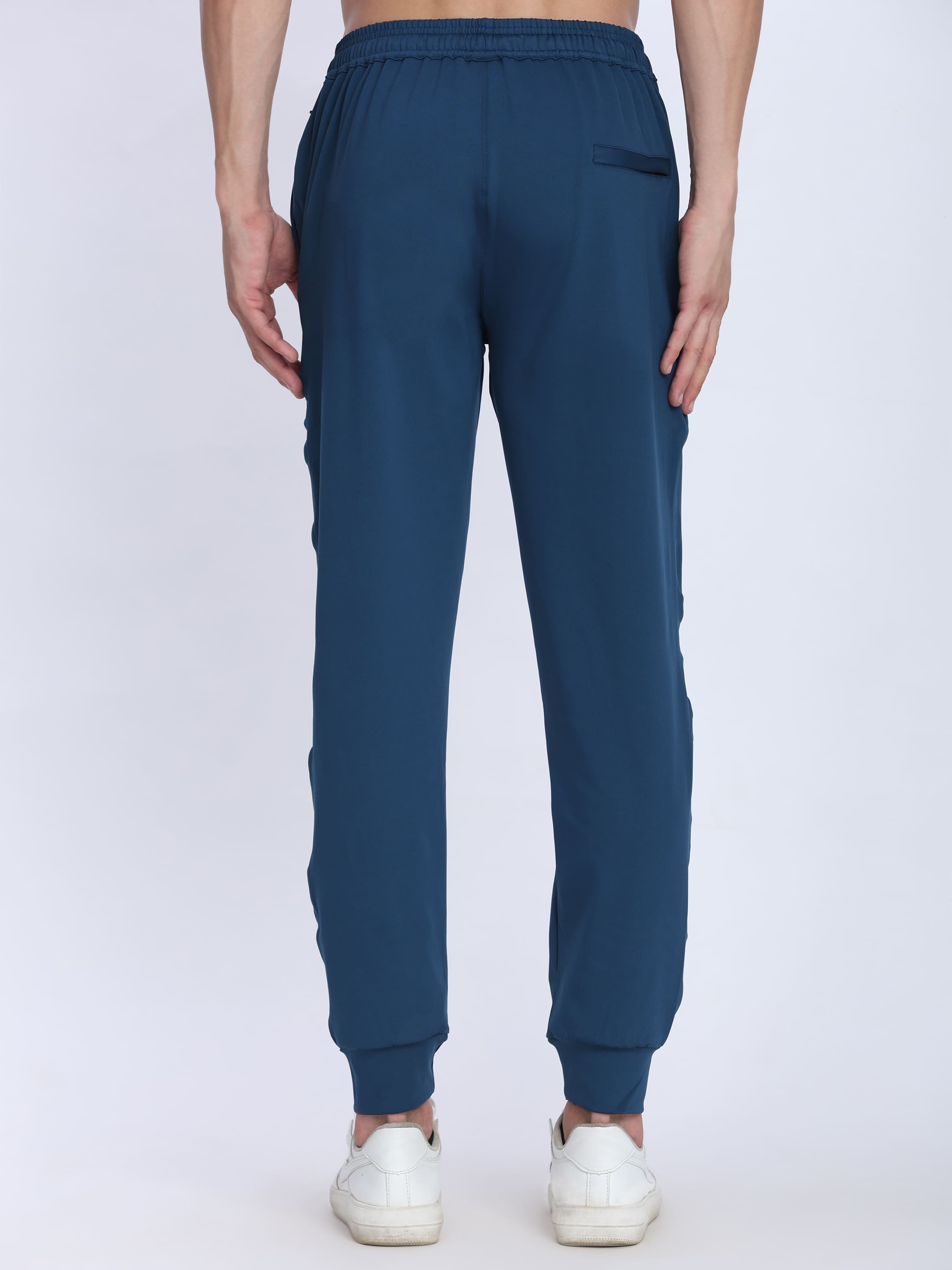 Dpassion Men Teal Blue Joggers 4-Way Stretch Gym Trackpants Activewear - Dpassion