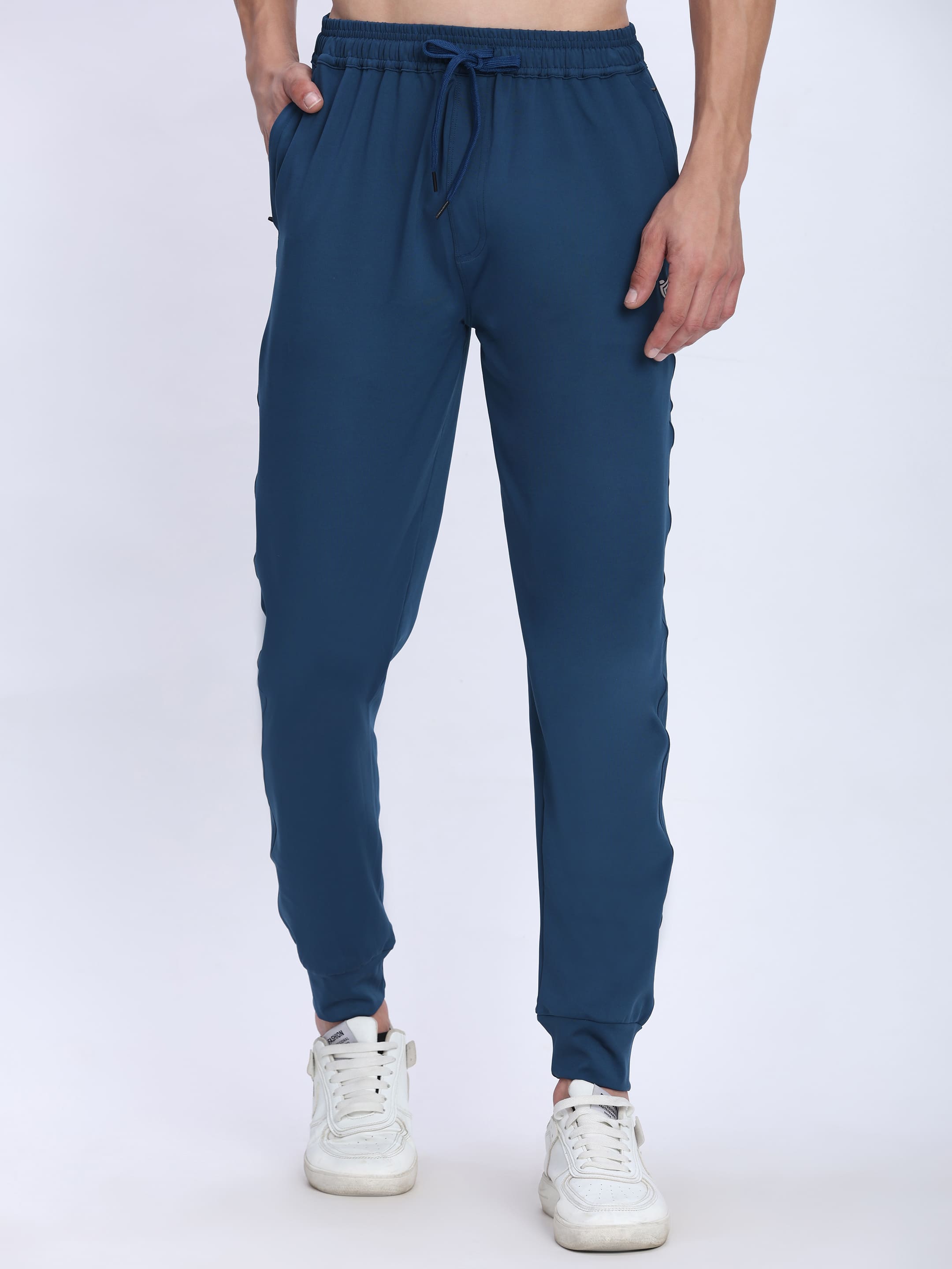 Dpassion Men Teal Blue Joggers 4-Way Stretch Gym Trackpants Activewear - Dpassion