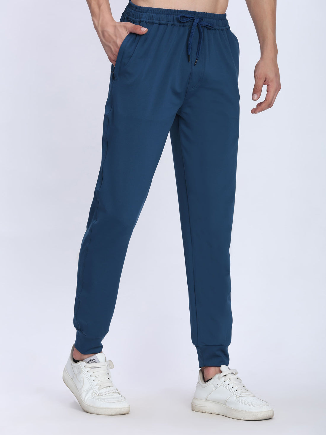 Dpassion Men Teal Blue Joggers 4-Way Stretch Gym Trackpants Activewear - Dpassion
