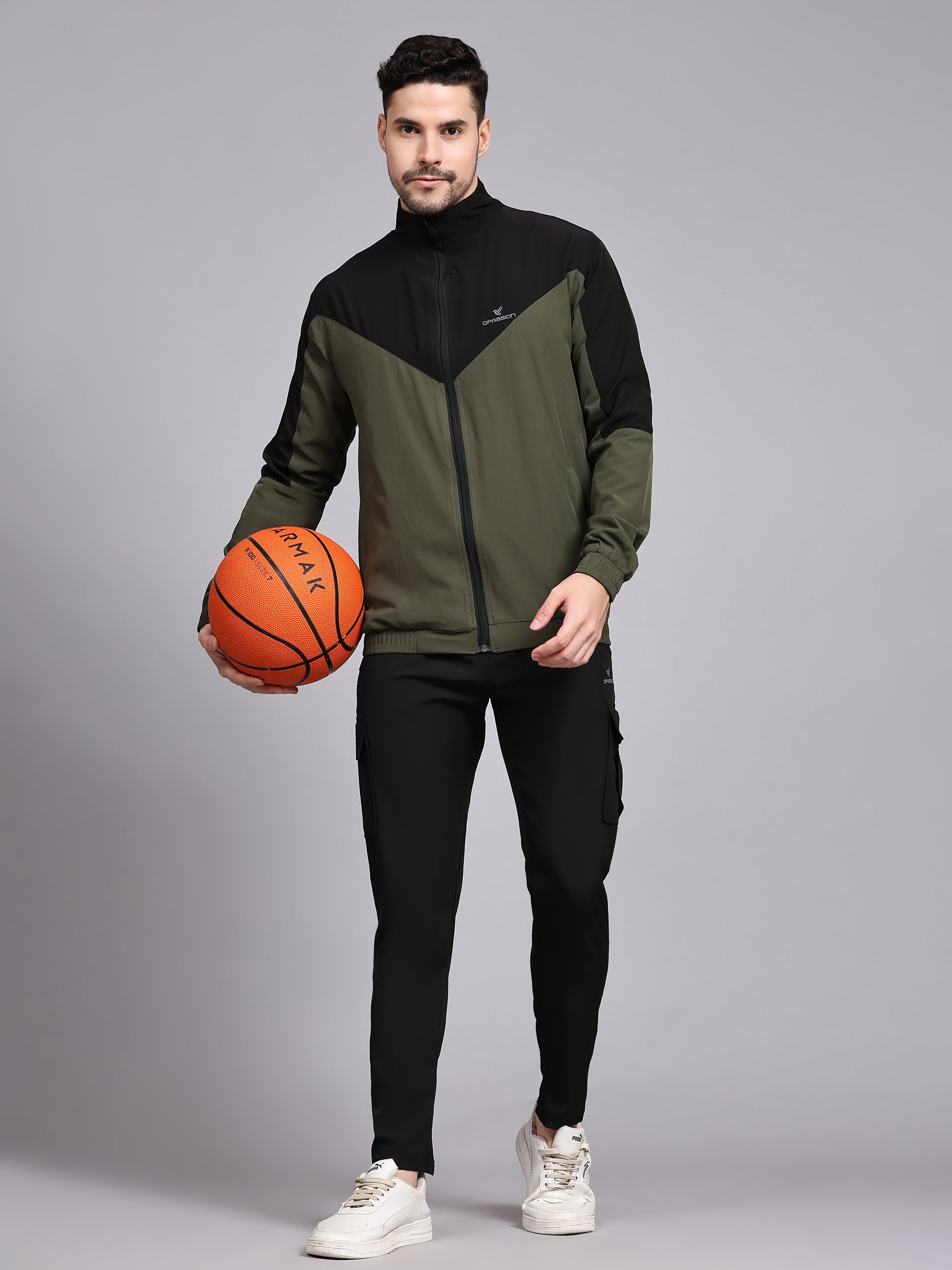 Dpassion Men Dual Tone Training Jacket Olive Black Sportswear - Dpassion