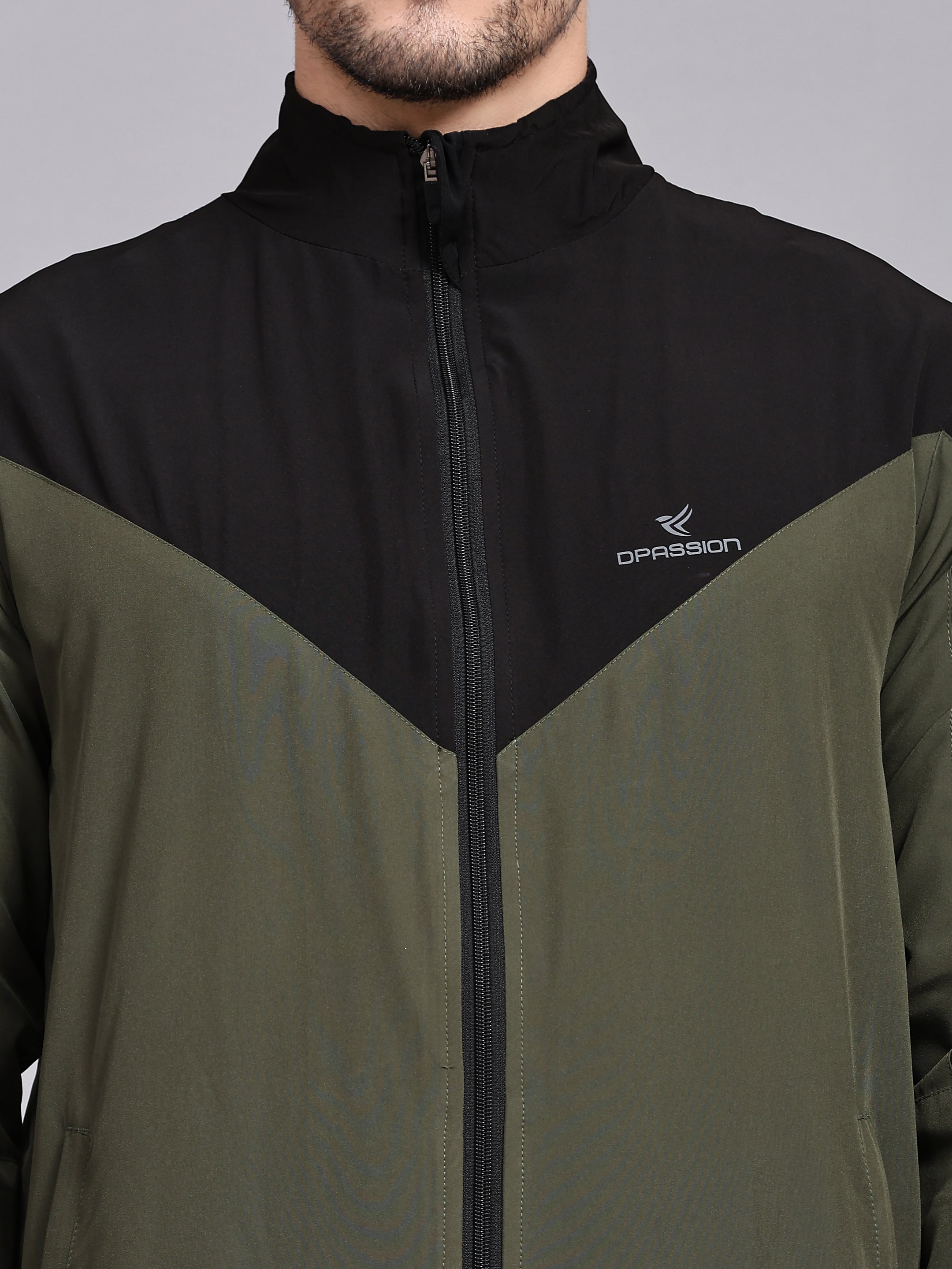 Dpassion Men Dual Tone Training Jacket Olive Black Sportswear - Dpassion