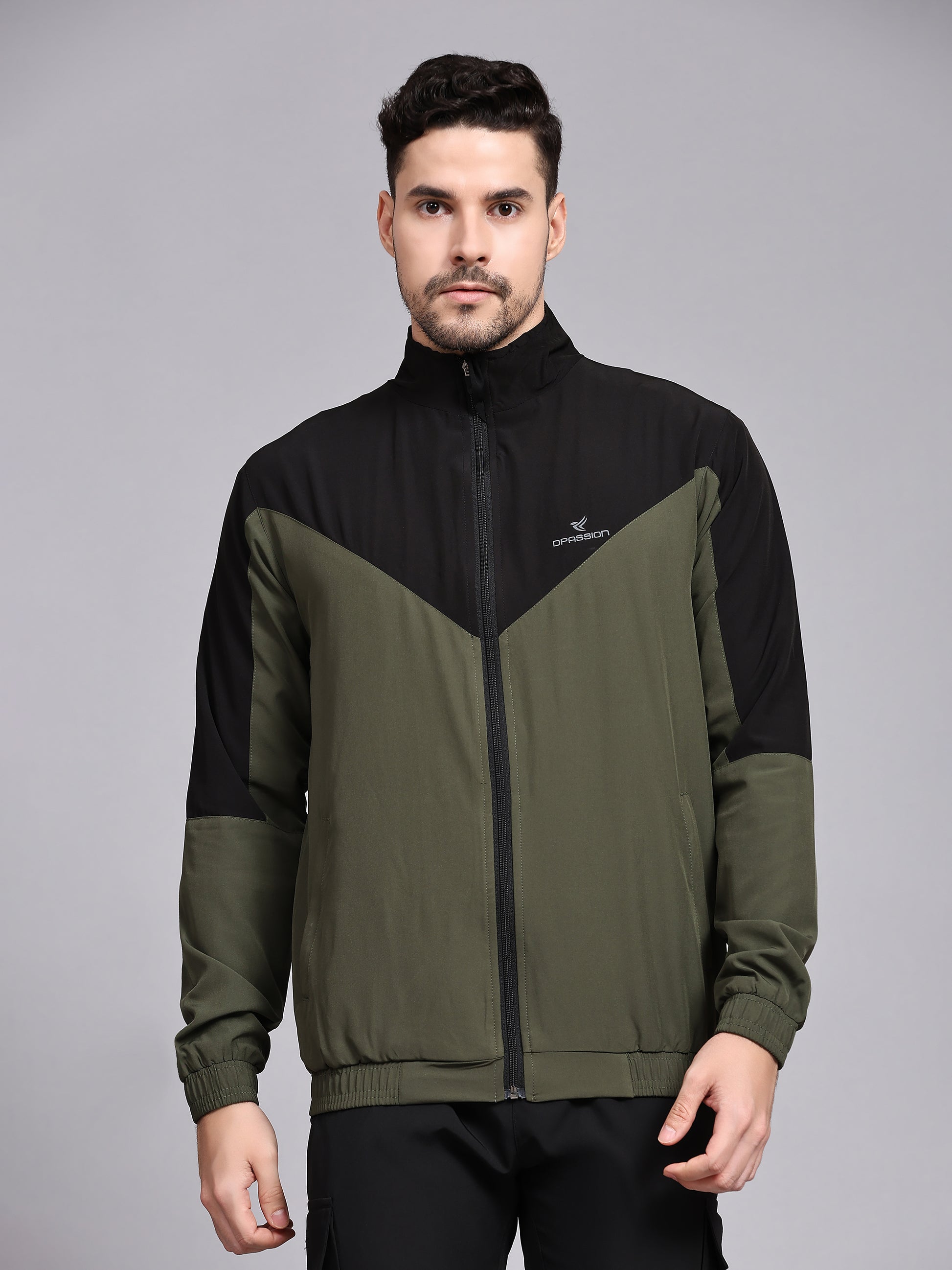 Dpassion Men Dual Tone Training Jacket Olive Black Sportswear - Dpassion