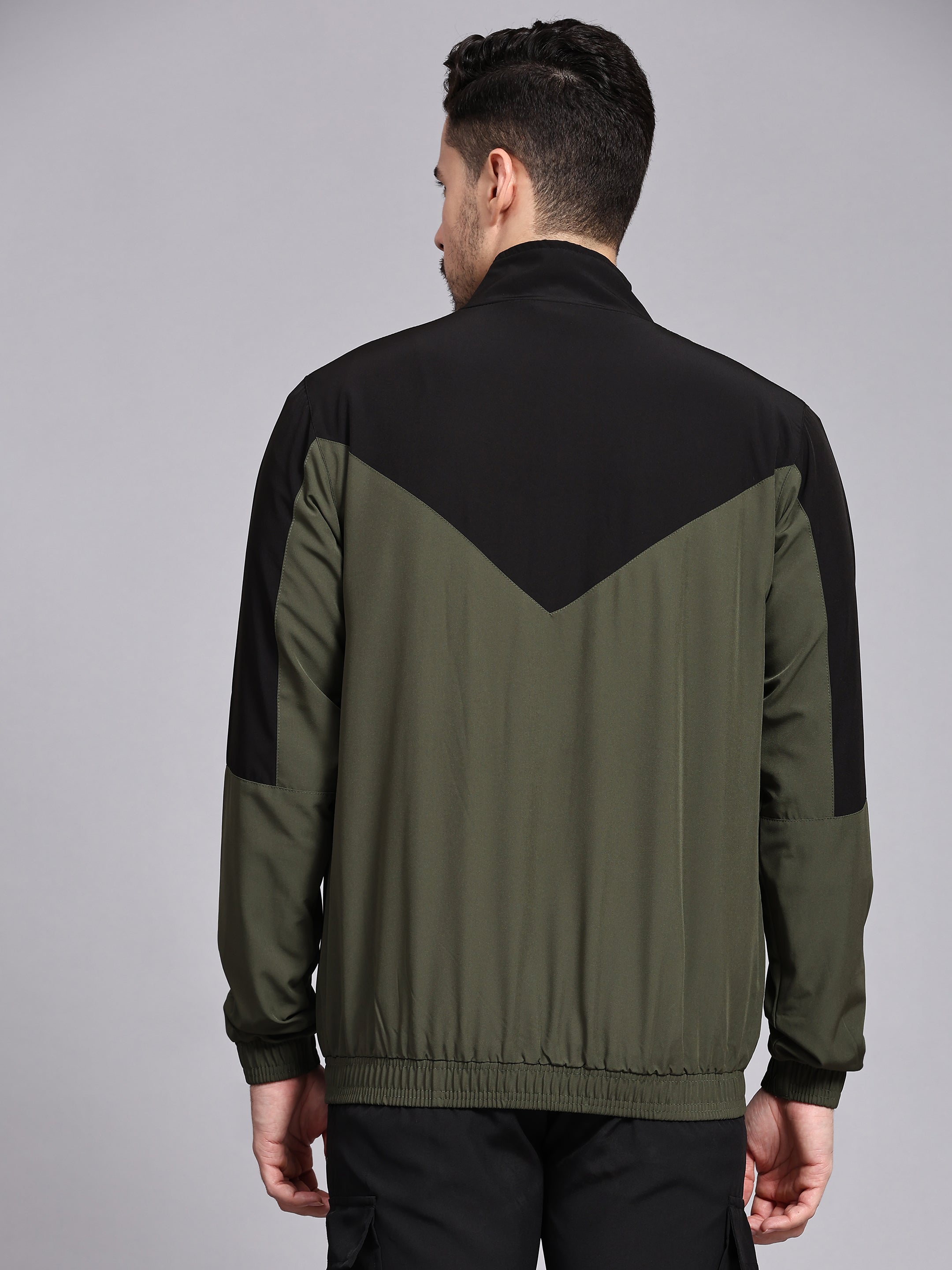 Dpassion Men Dual Tone Training Jacket Olive Black Sportswear - Dpassion
