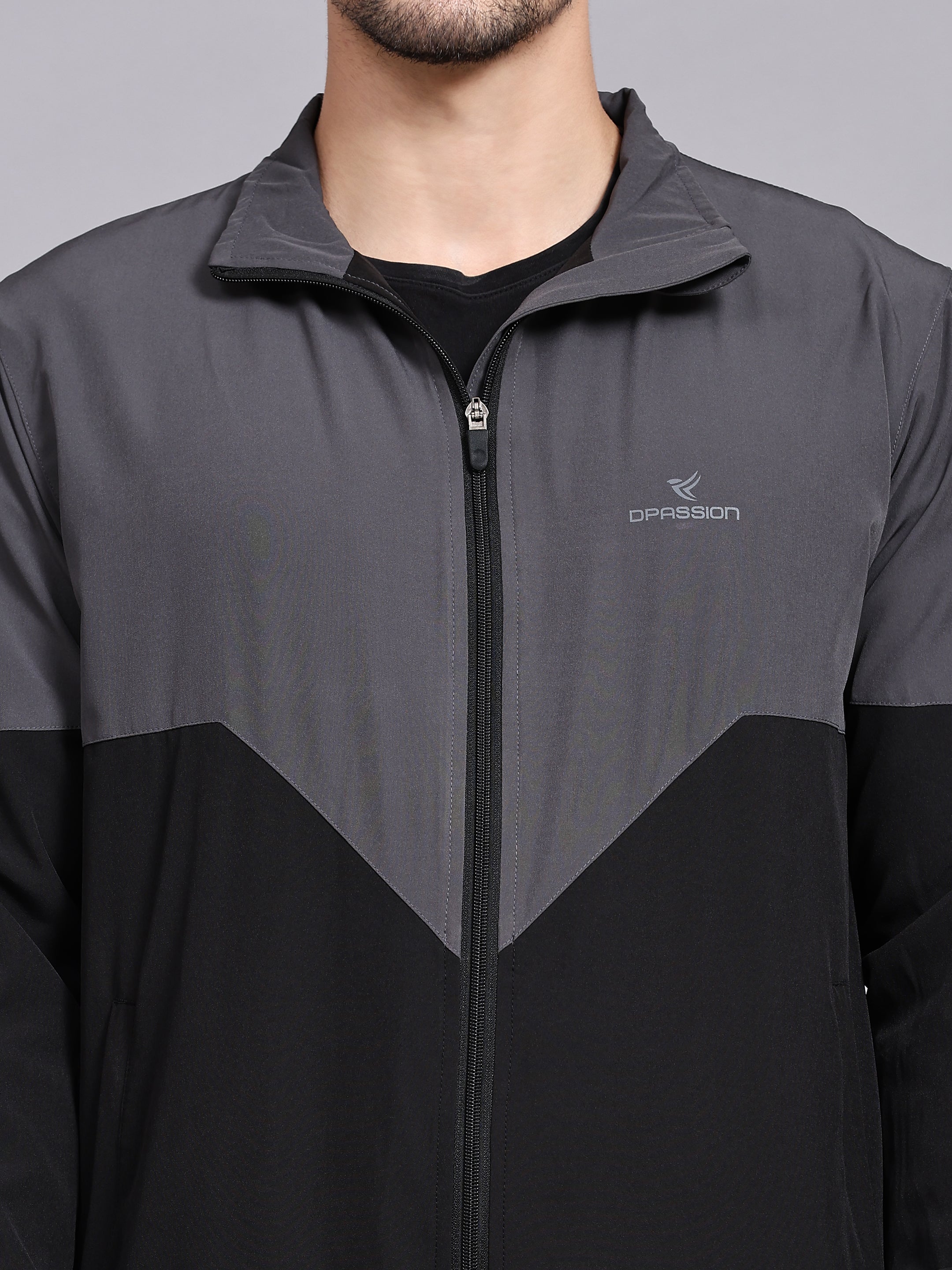 Dpassion Men Dual Tone Training Jacket Grey Black Activewear - Dpassion