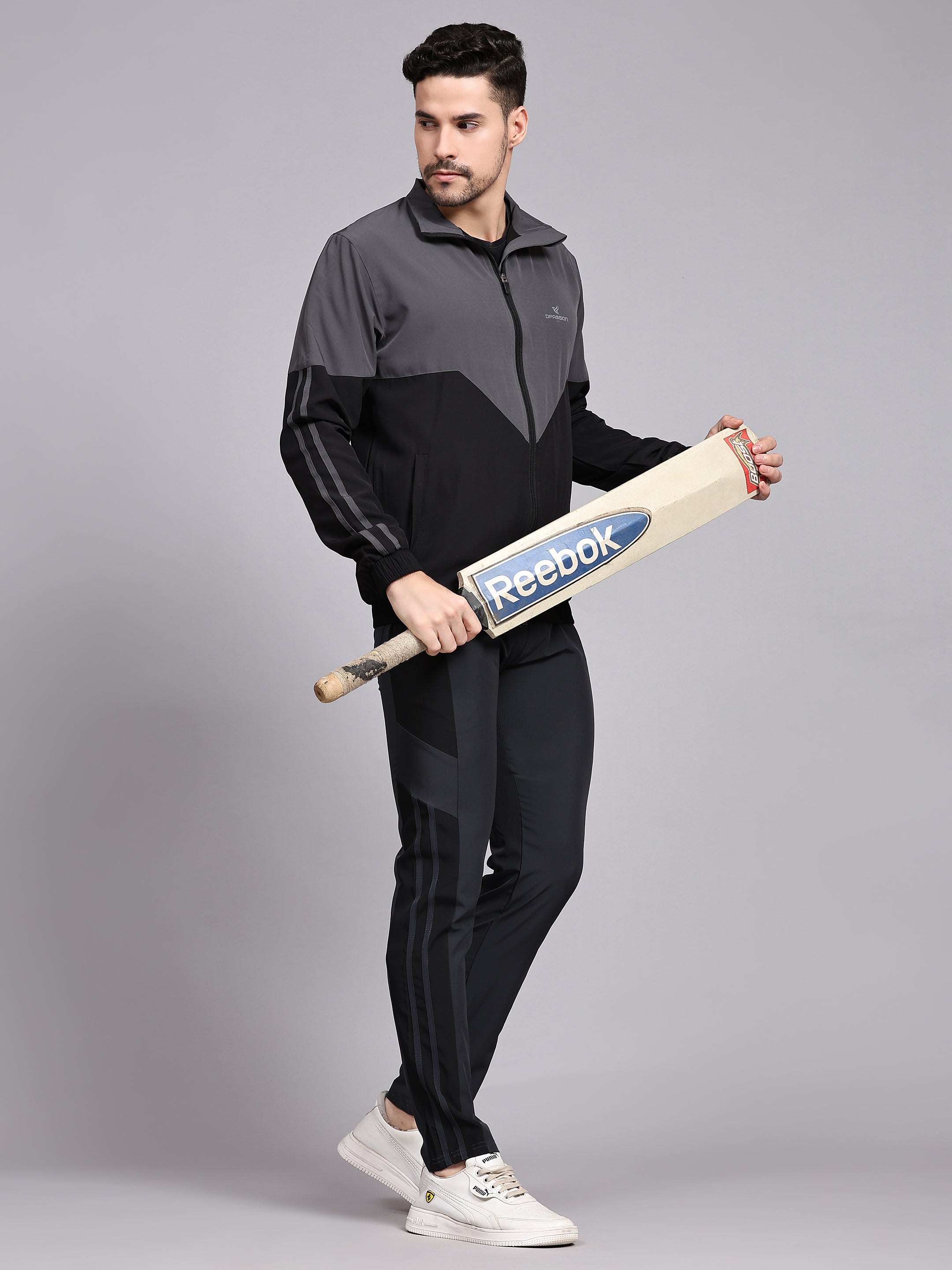 Dpassion Men Dual Tone Training Jacket Grey Black Activewear - Dpassion