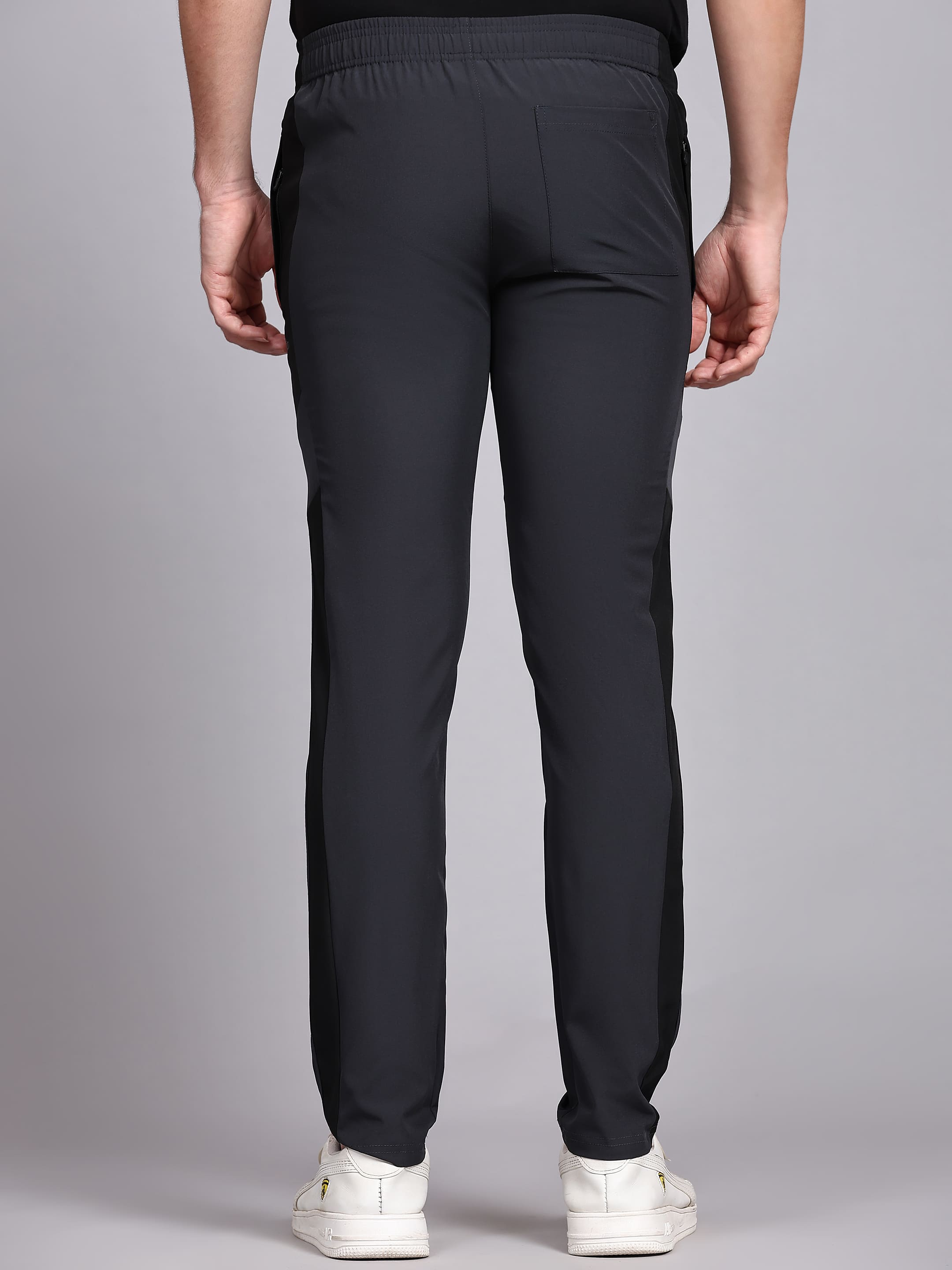 Dpassion Men Charcoal Panel Track Pants Regular Fit Gym Training Activewear - Dpassion