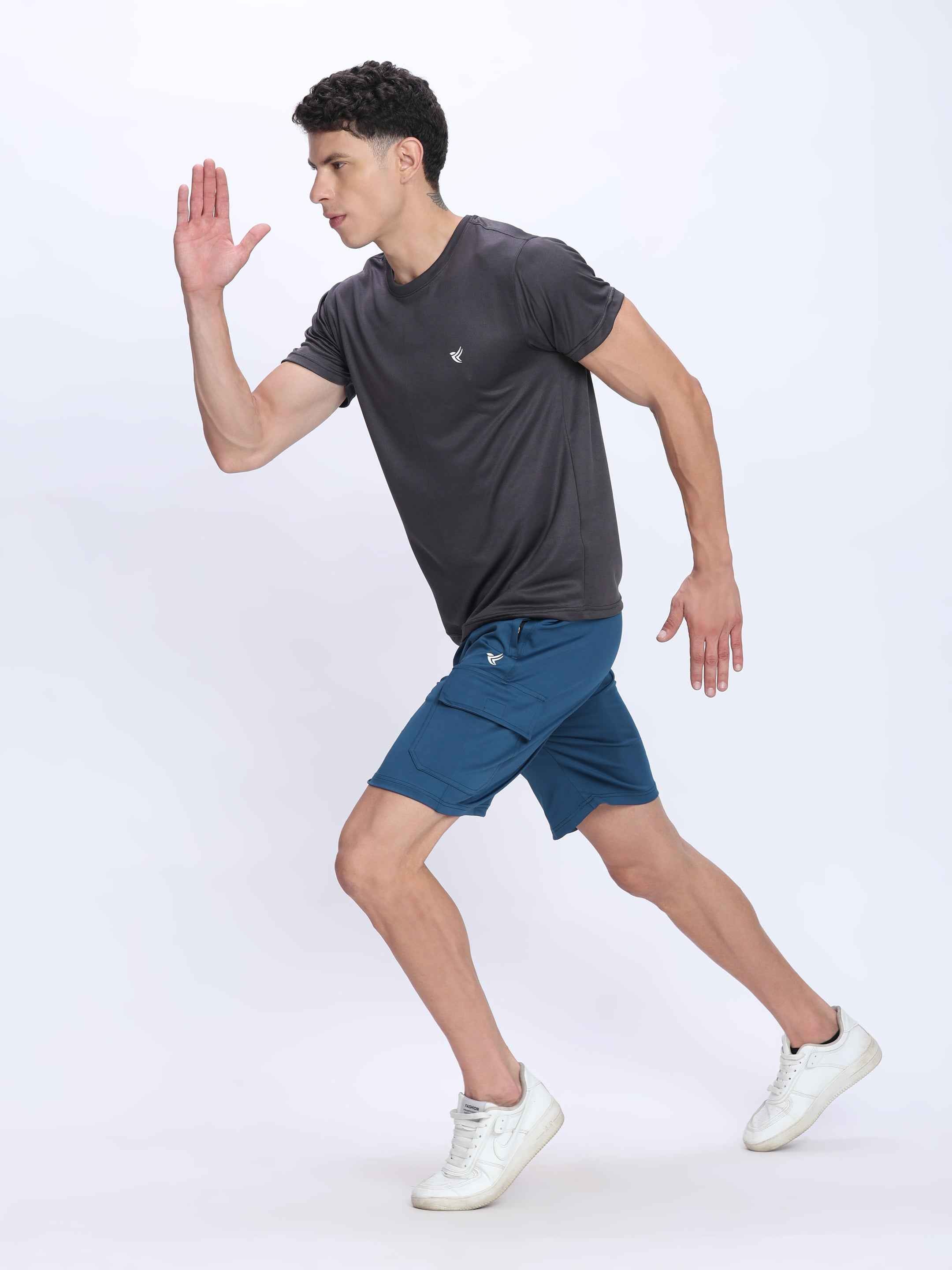 Dpassion Blue Cargo Training Shorts for Men Performance Activewear