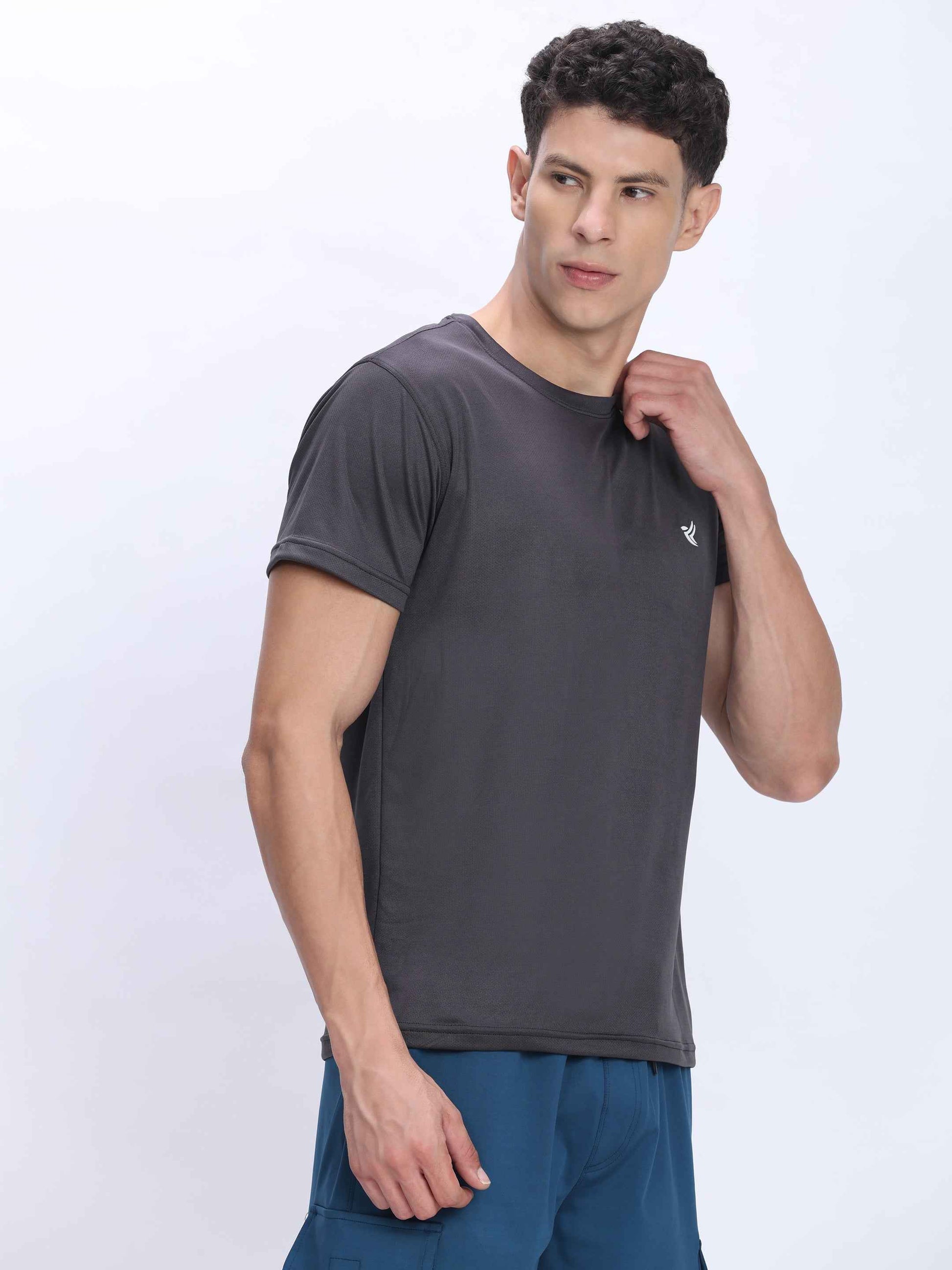 Dpassion Grey Performance T-Shirt Quick Dry Breathable Activewear