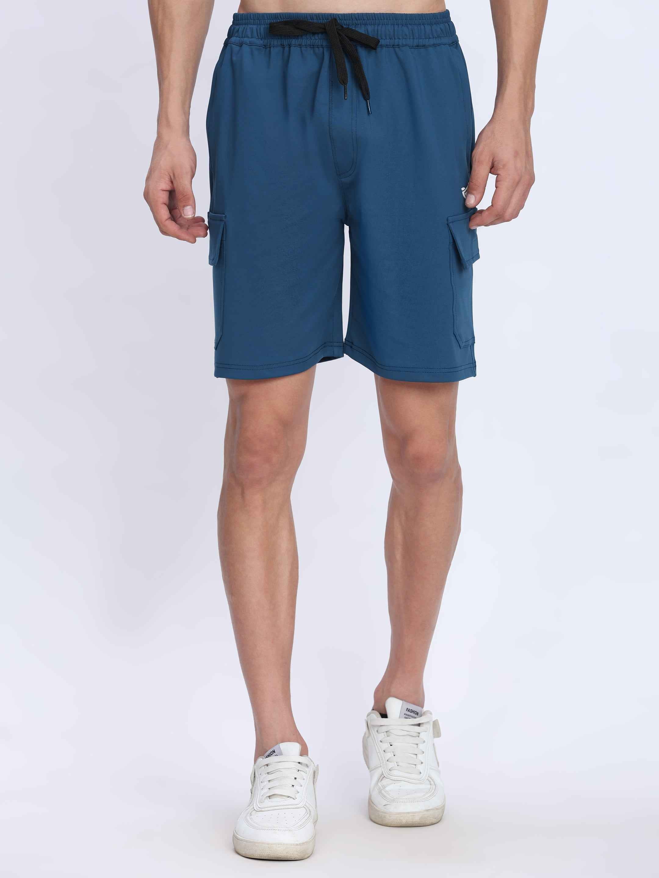 Dpassion Blue Cargo Training Shorts for Men Performance Activewear