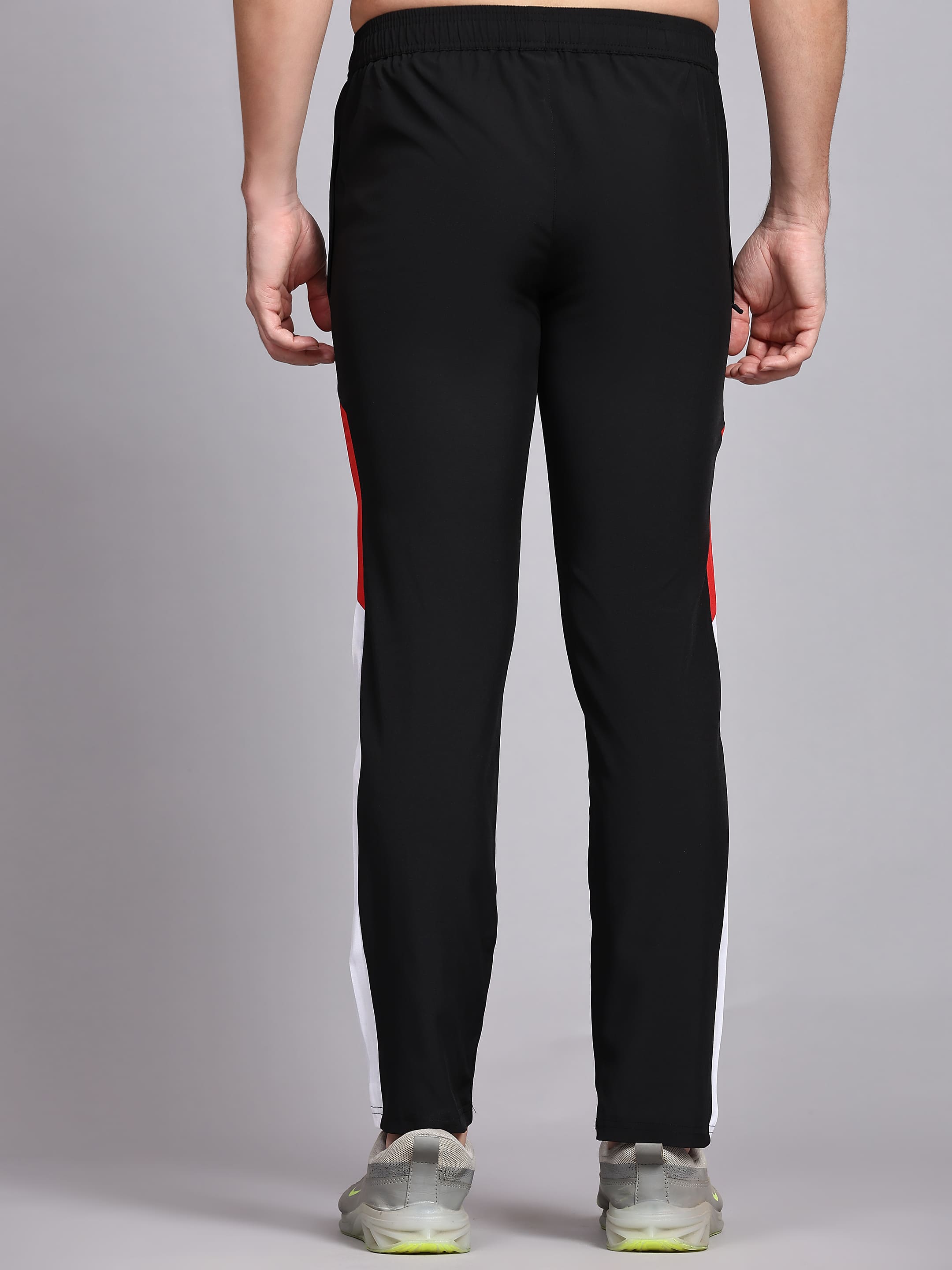 Dpassion Men Black Colorblock Track Pants Slim Fit Gym Running Activewear - Dpassion