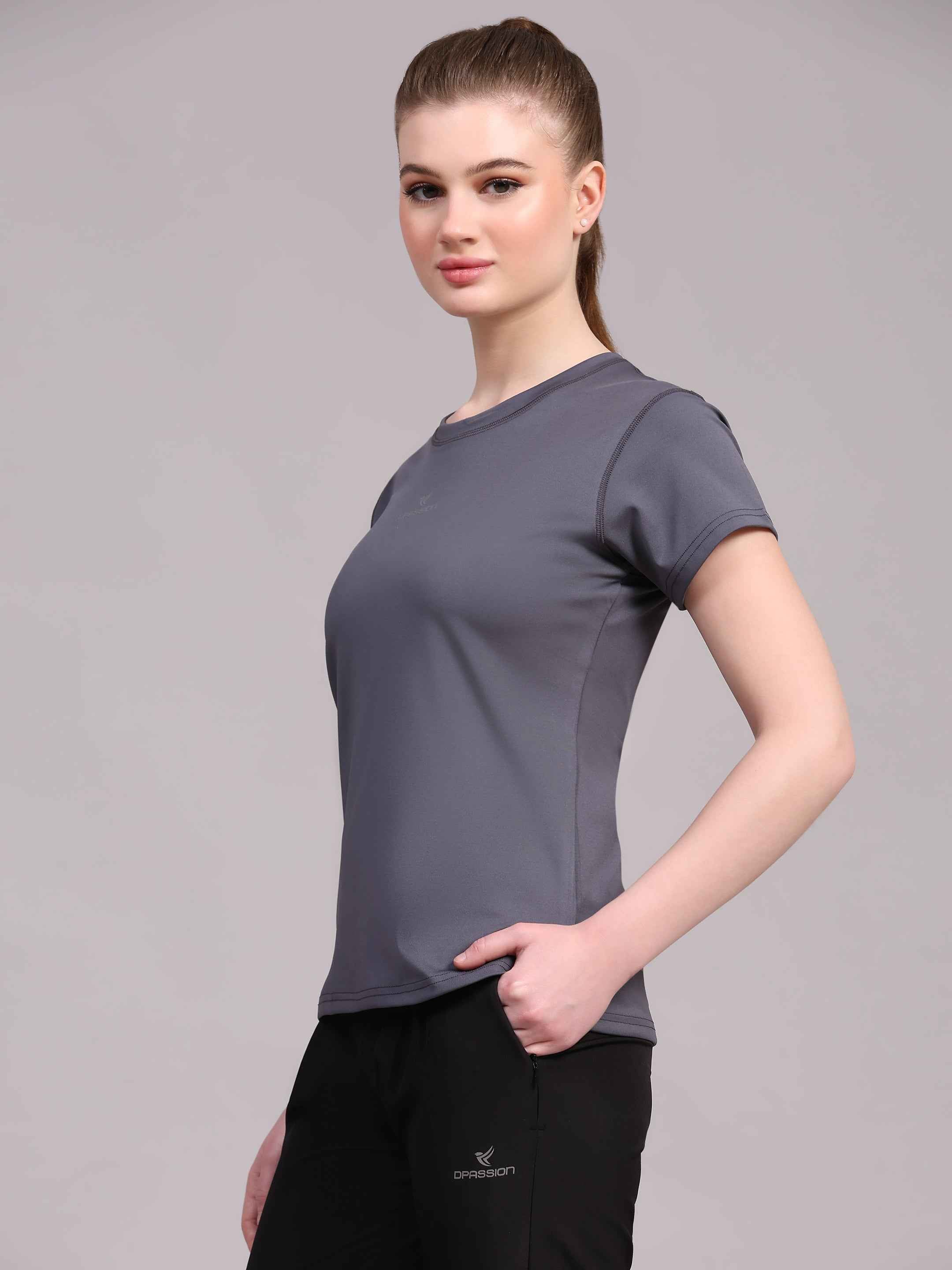 Dpassion Women CoreFlex Steel Grey Essential Performance T-Shirt