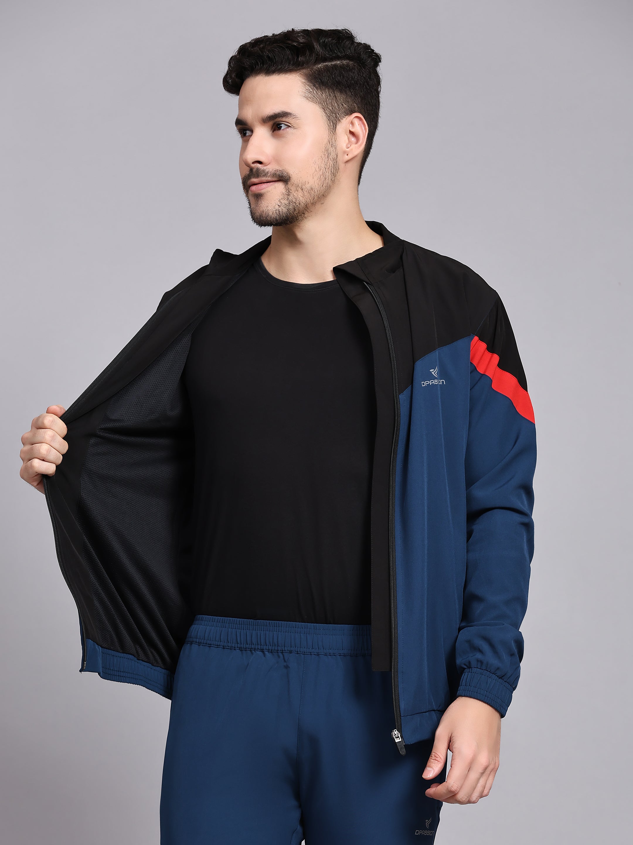 Dpassion Men Colorblock Training Jacket Premium Activewear Zip Sportswear - Dpassion