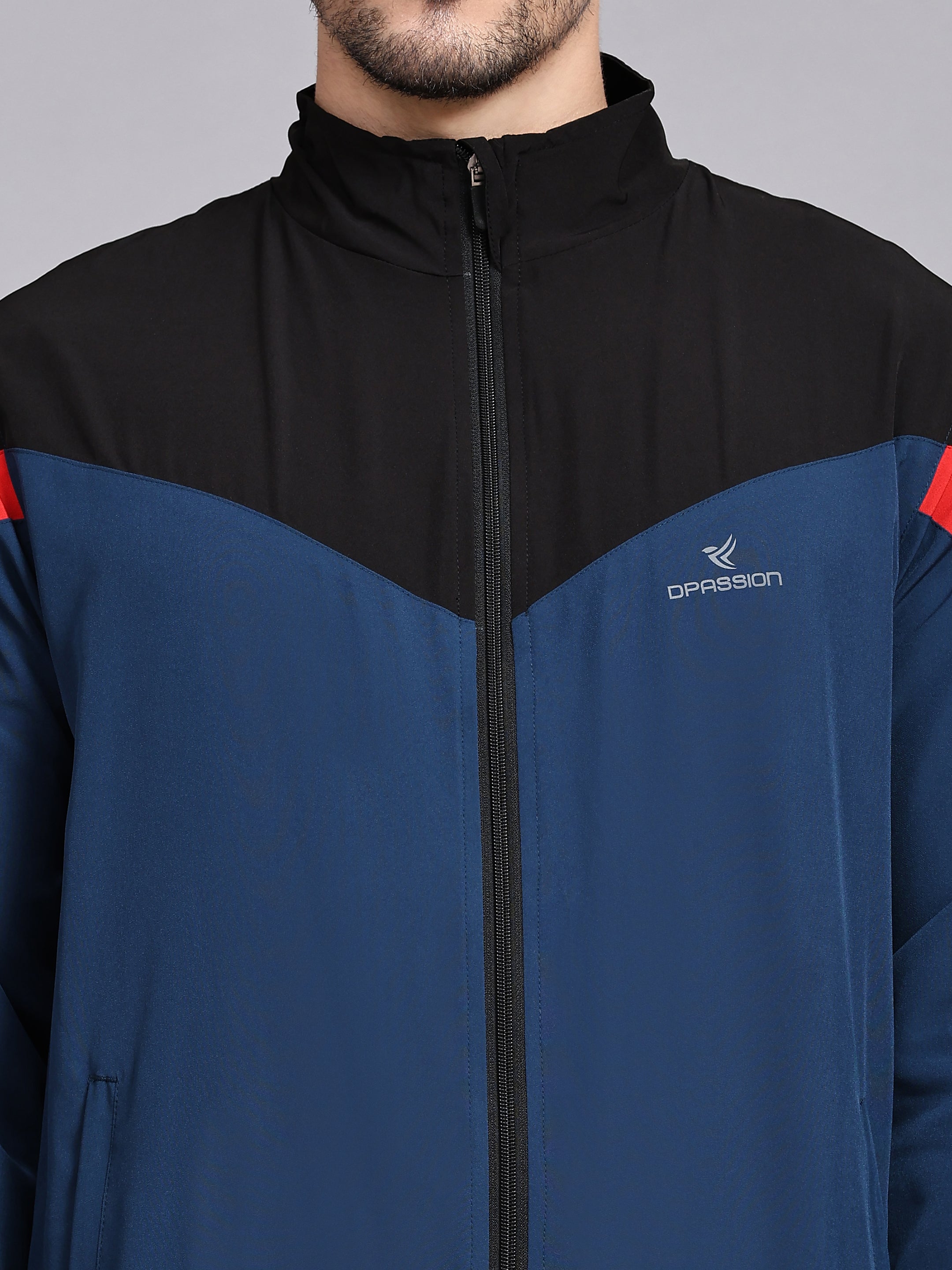 Dpassion Men Colorblock Training Jacket Premium Activewear Zip Sportswear - Dpassion