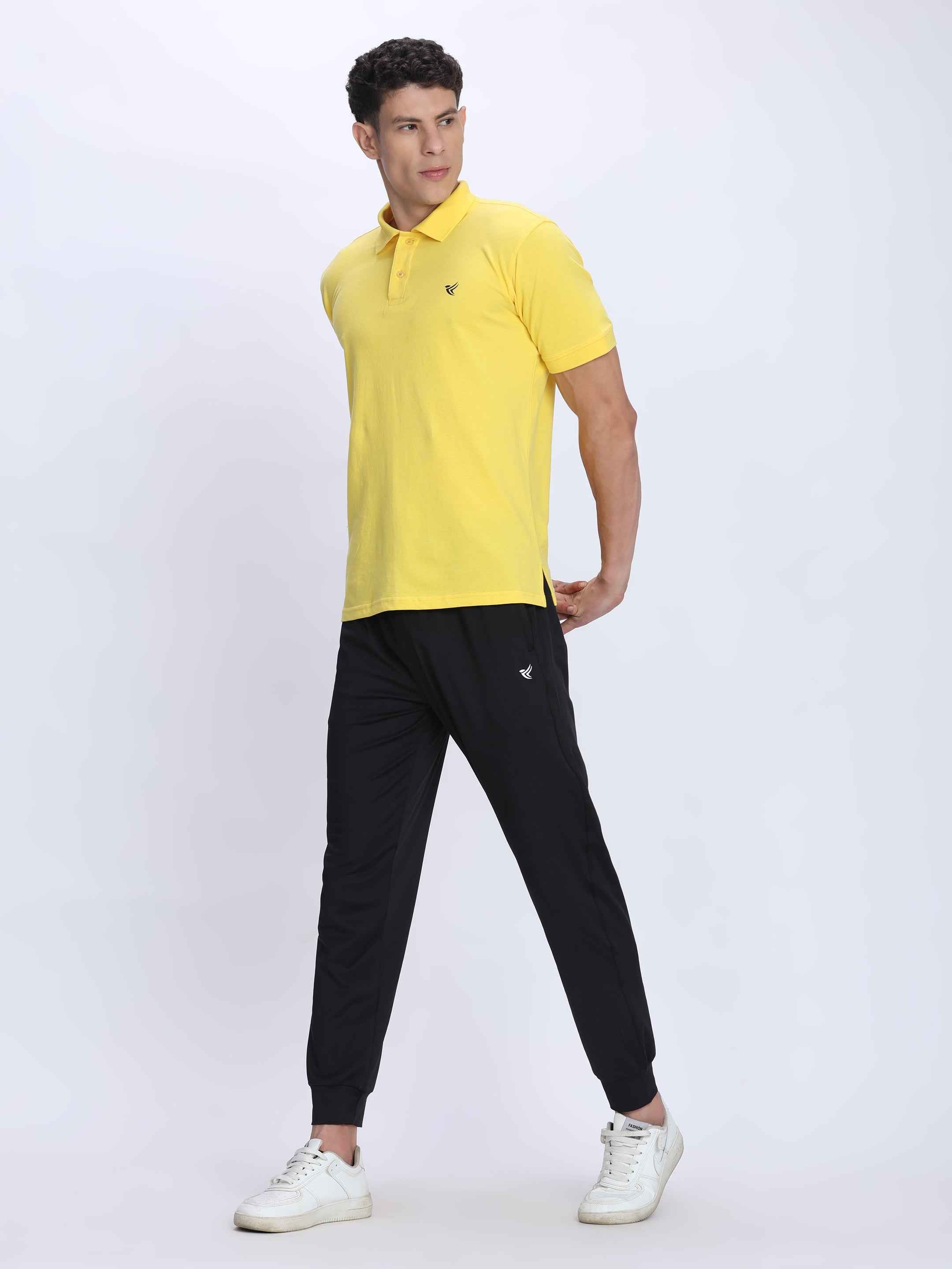 Dpassion Premium Yellow Cotton Polo T-Shirt Performance Activewear