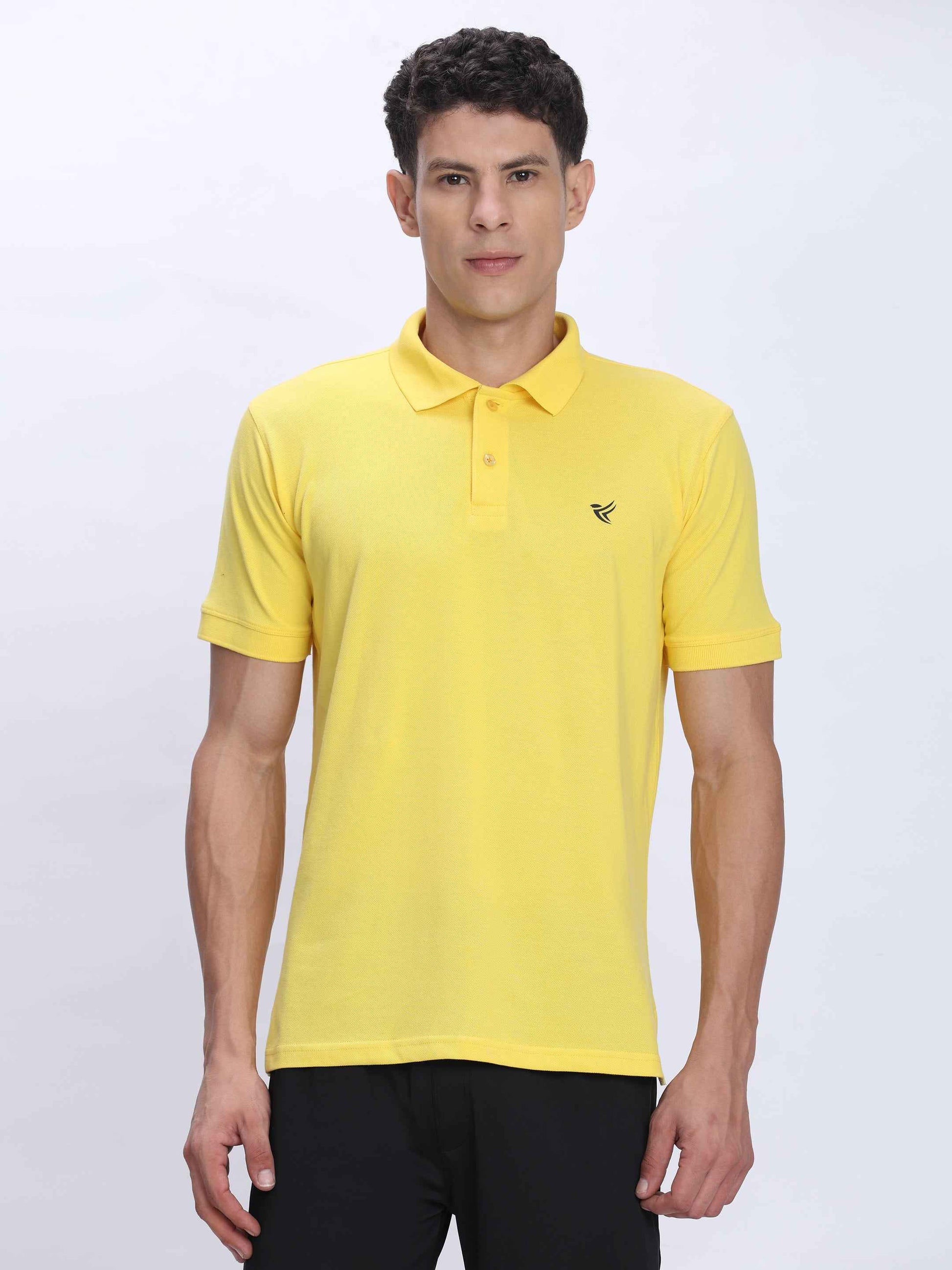 Dpassion Premium Yellow Cotton Polo T-Shirt Performance Activewear