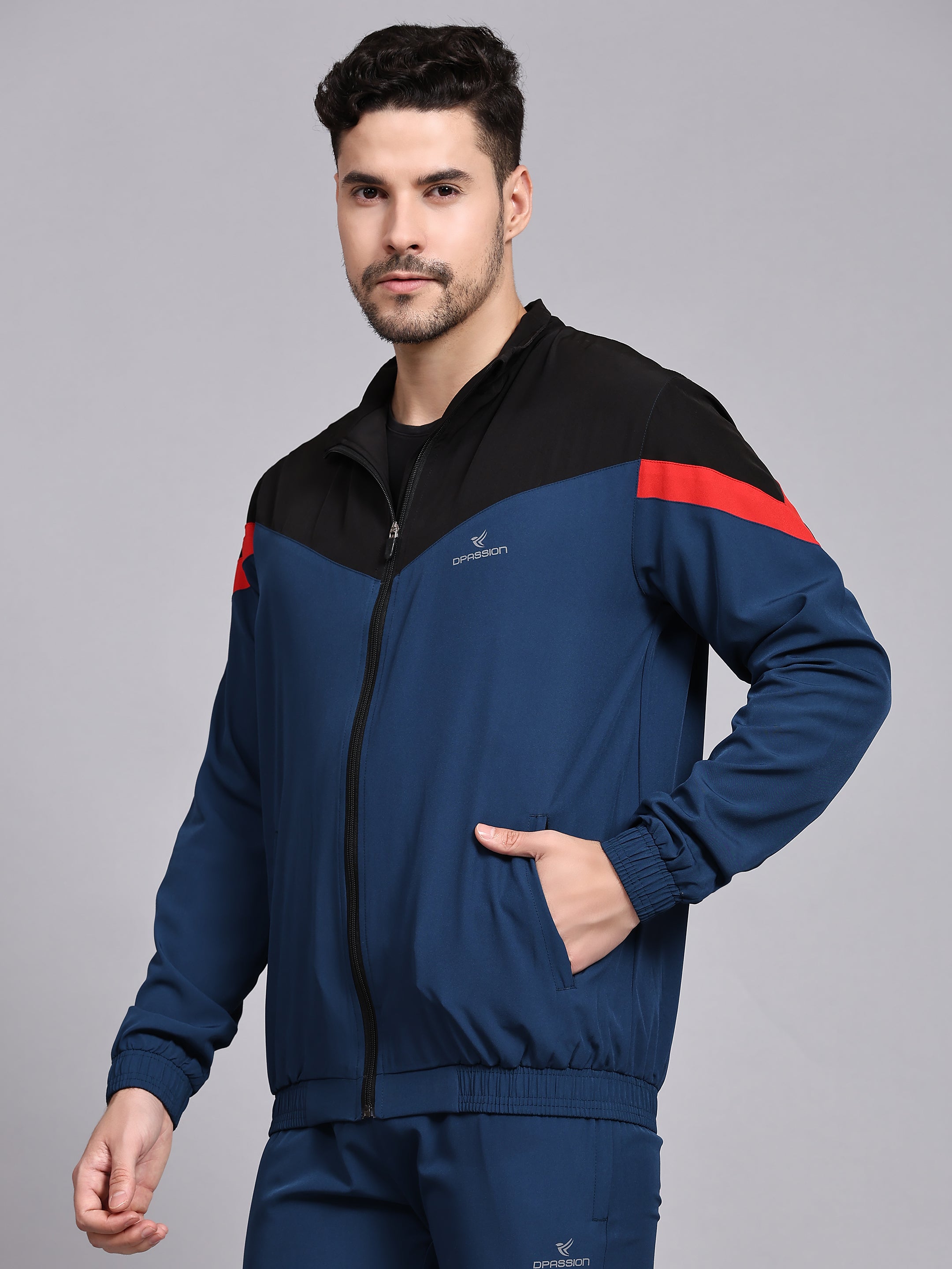 Dpassion Men Colorblock Training Jacket Premium Activewear Zip Sportswear - Dpassion