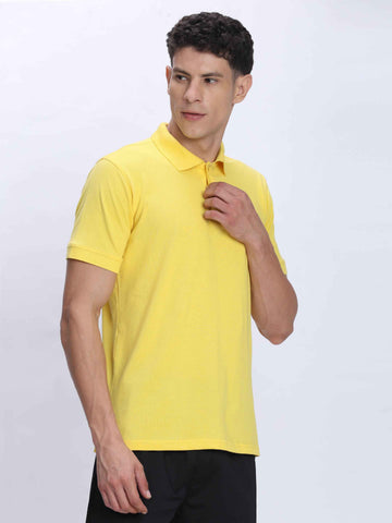 Dpassion Premium Yellow Cotton Polo T-Shirt Performance Activewear