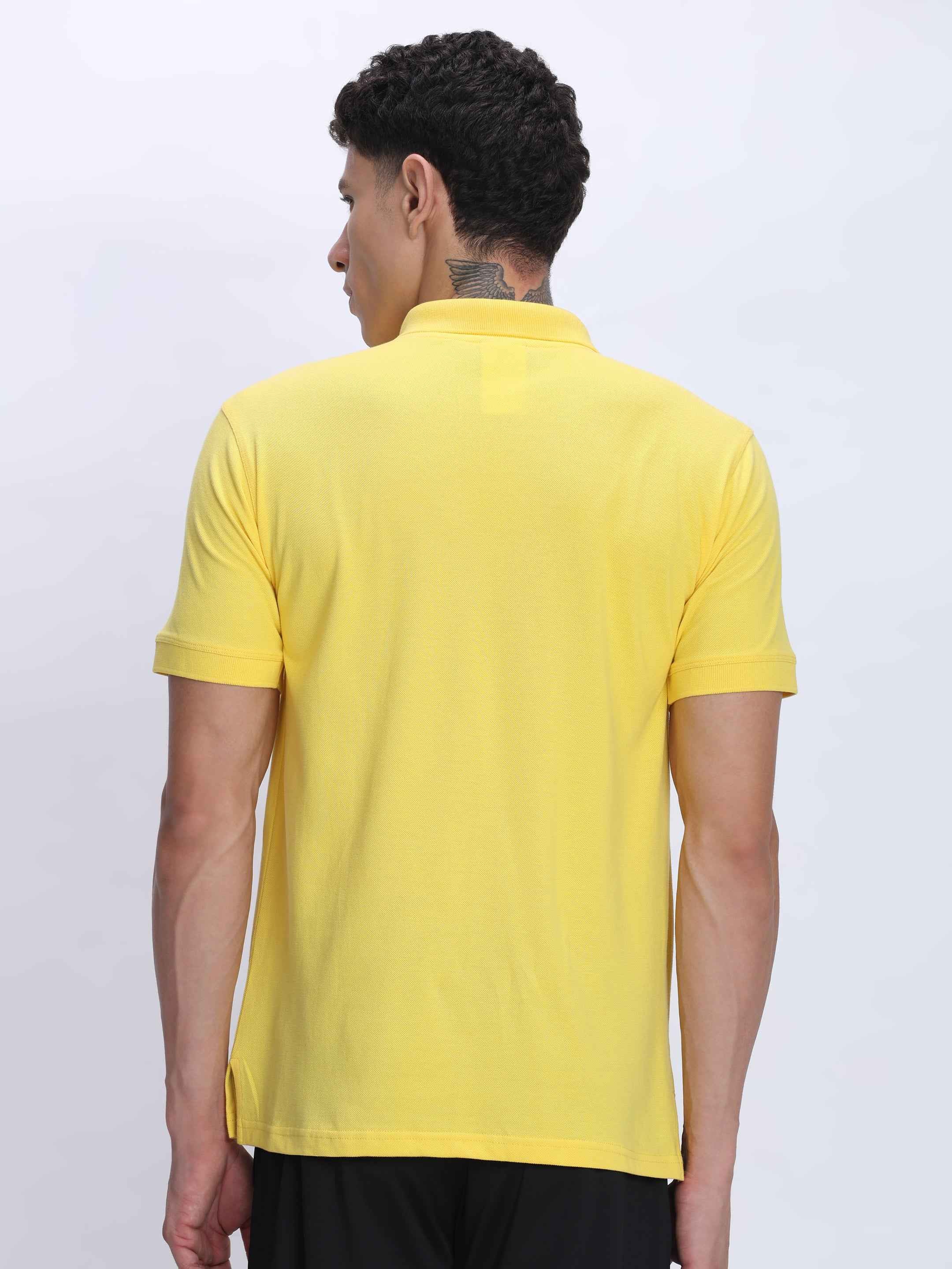 Dpassion Premium Yellow Cotton Polo T-Shirt Performance Activewear