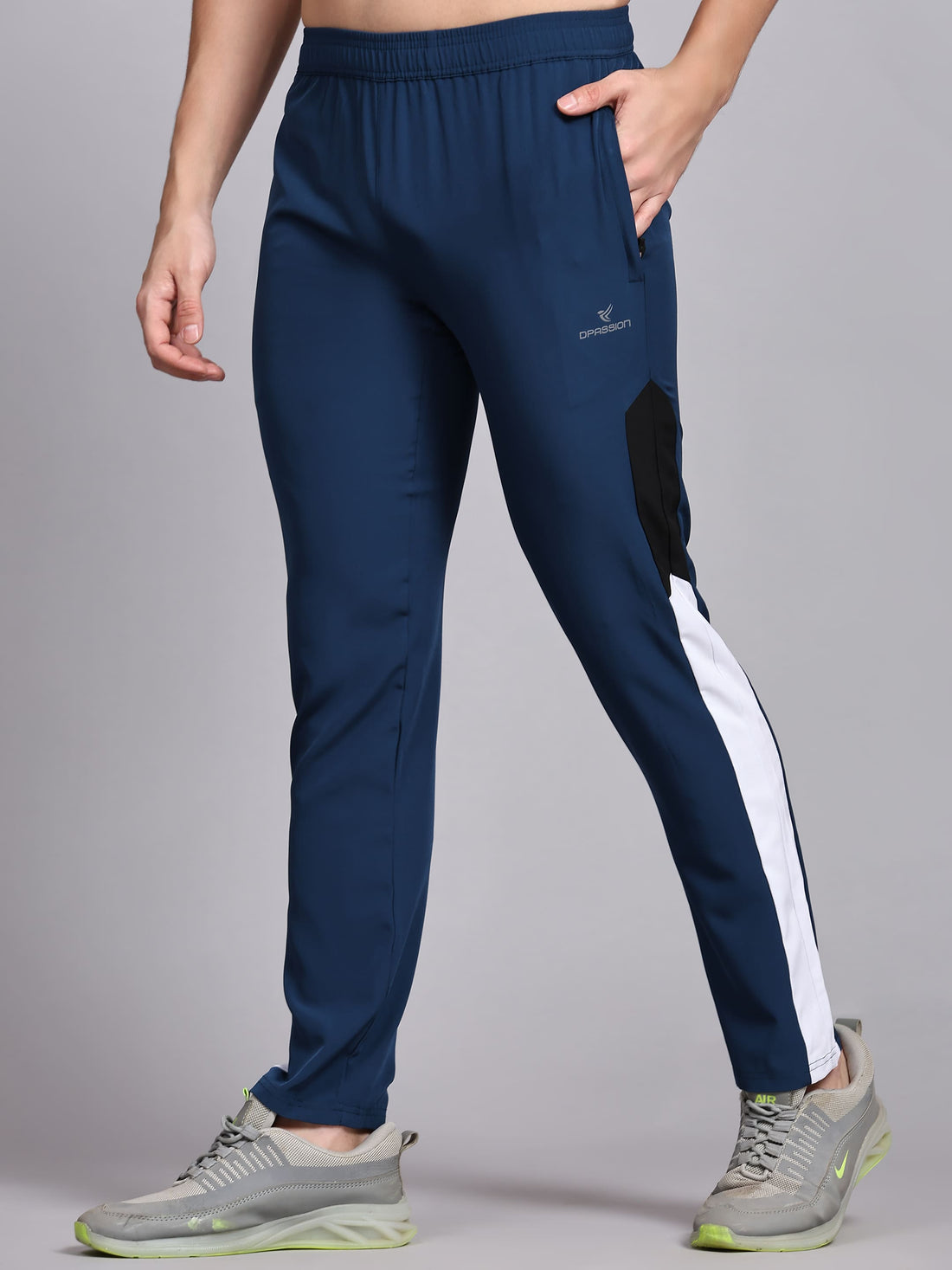 Dpassion Men Blue Track Pants Slim Fit Gym Running Activewear