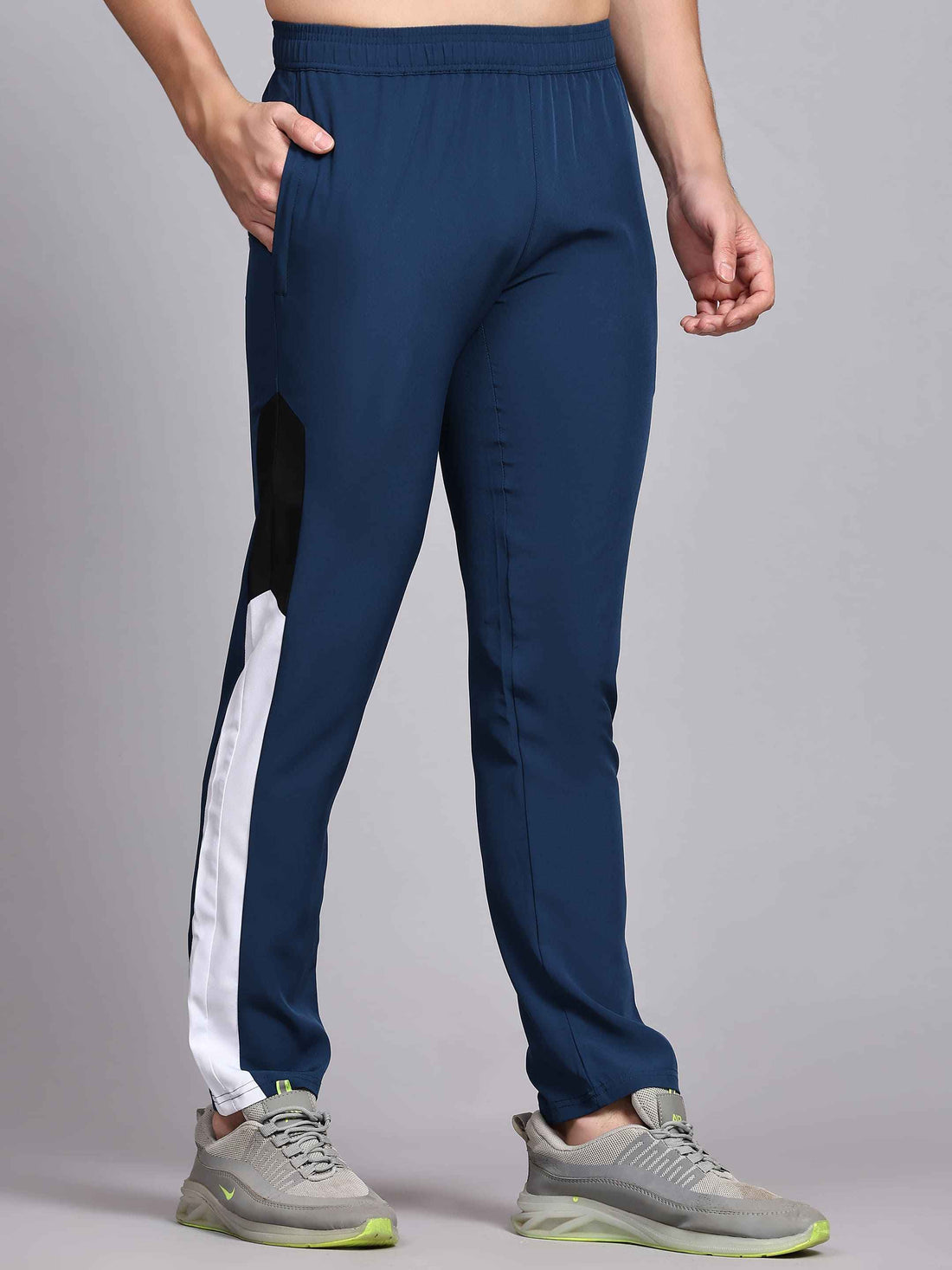 Dpassion Men Blue Track Pants Slim Fit Gym Running Activewear