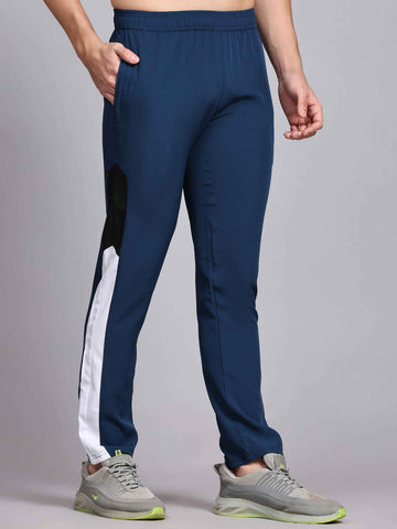 Dpassion Men Blue Track Pants Slim Fit Gym Running Activewear