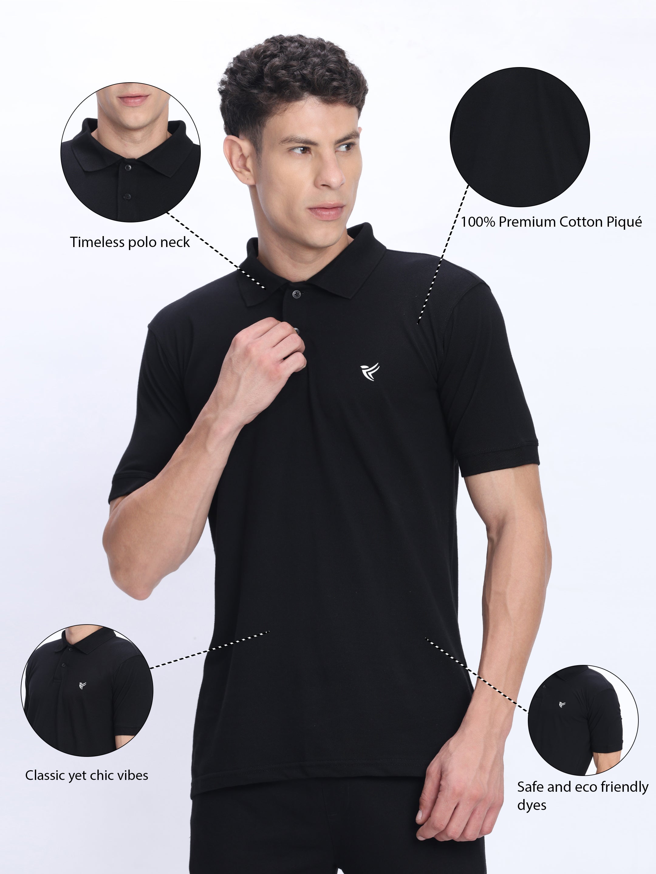 Dpassion Premium Cotton Polo T-Shirt for Men Performance Activewear