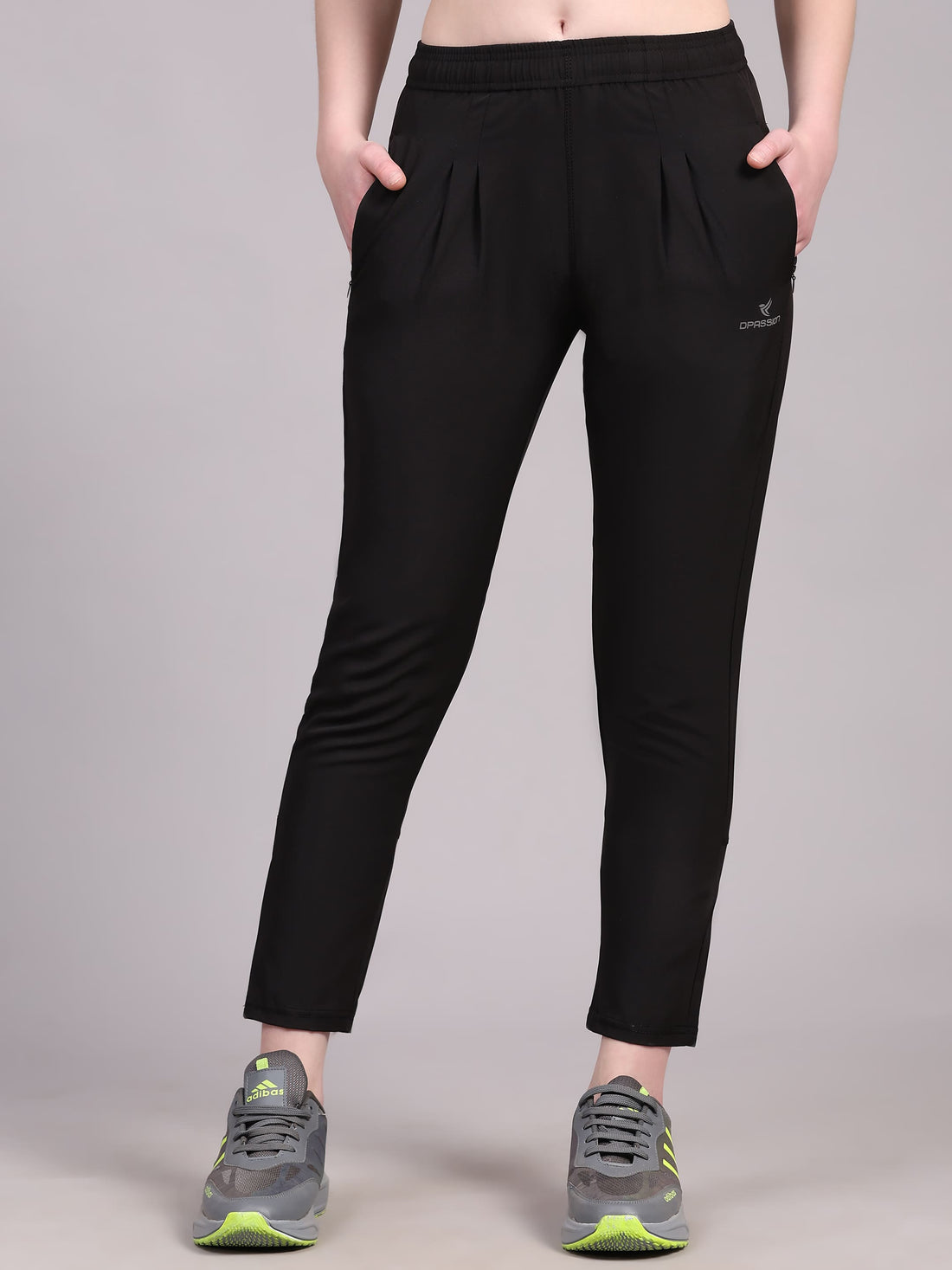 Dpassion Women Black Slim Fit Training Pants Activewear - Dpassion