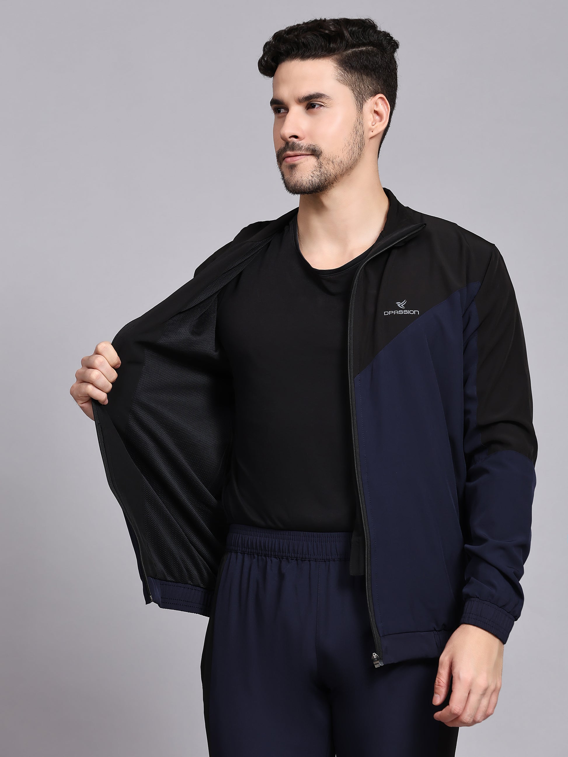Dpassion Men Dual Tone Training Jacket Navy Black Sportswear - Dpassion